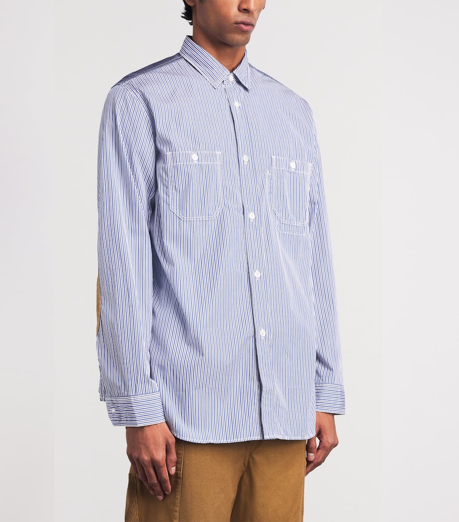 Junya Watanabe MAN Mens Cotton Stripe Shirt Wh/nv/blu X Sx/why Image 4