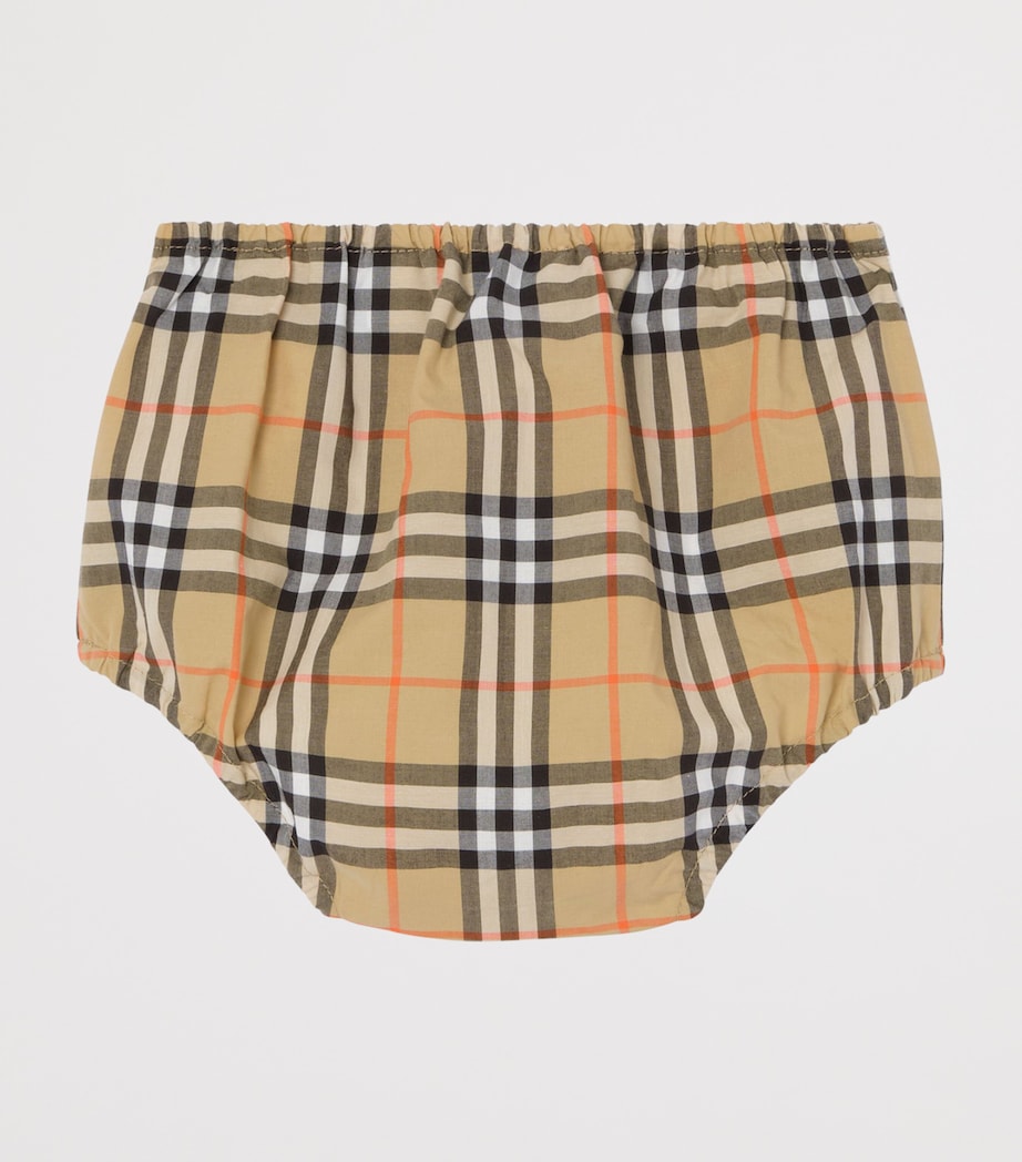 Burberry Kids Cotton Check Dress and Bloomers Set (1-18 Months) Sand Ip Check Image 5