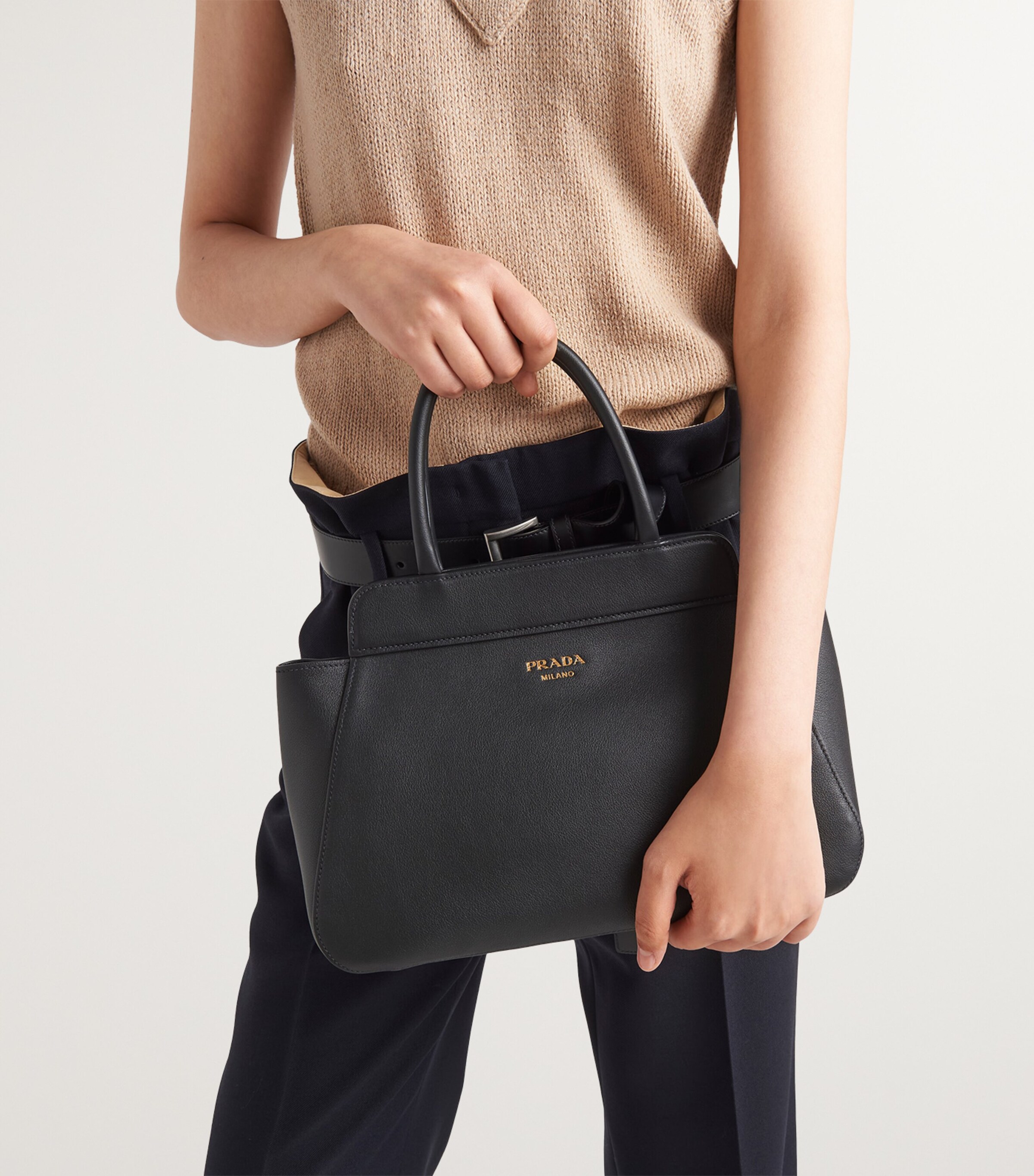 Prada Medium Leather Top-Handle Bag Image 5