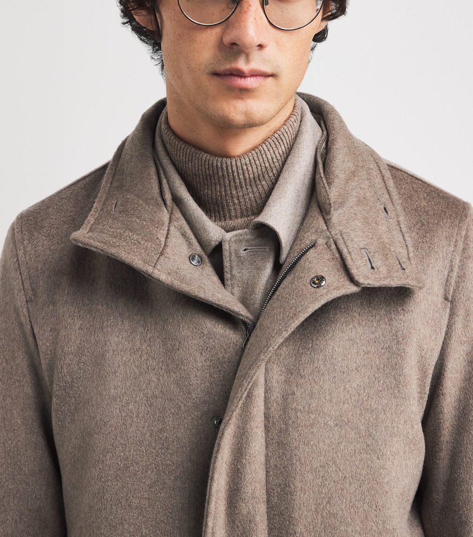 Cashmere Shearling-Trim Car Coat 2700 BEIGE Image 6