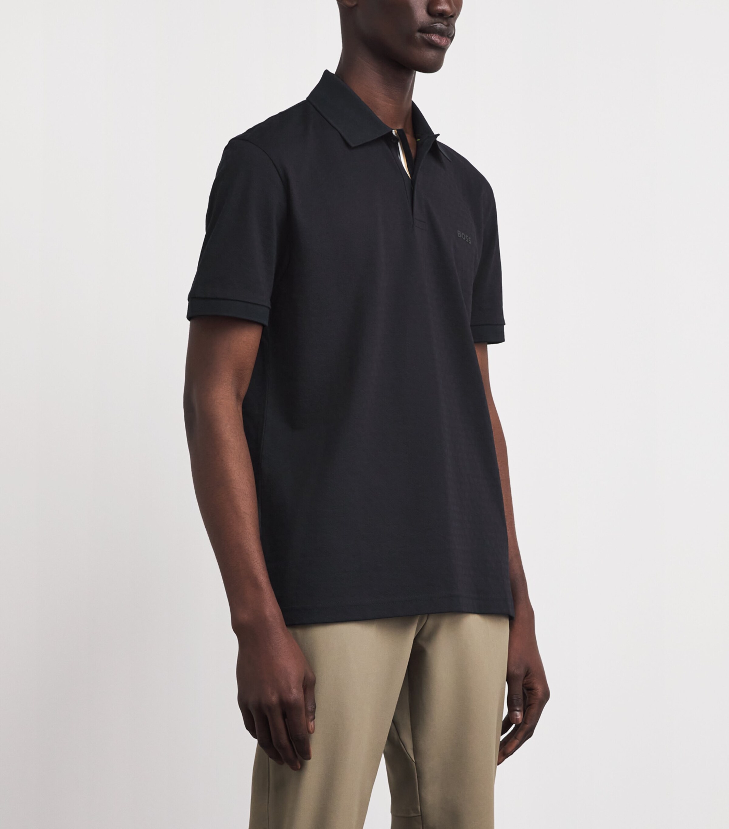 BOSS Mens Pima Cotton Logo Polo Shirt Dark Image 4