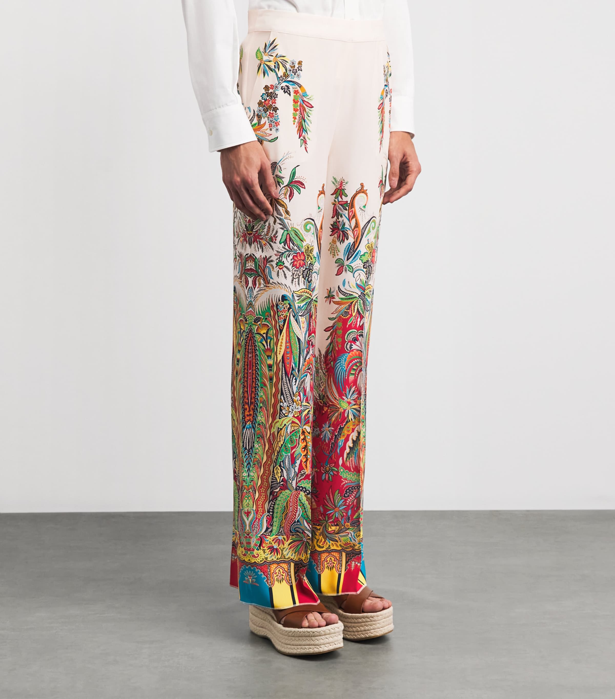 Etro Womens Silk Paisley Tailored Trousers Prnt/white Bs Image 4