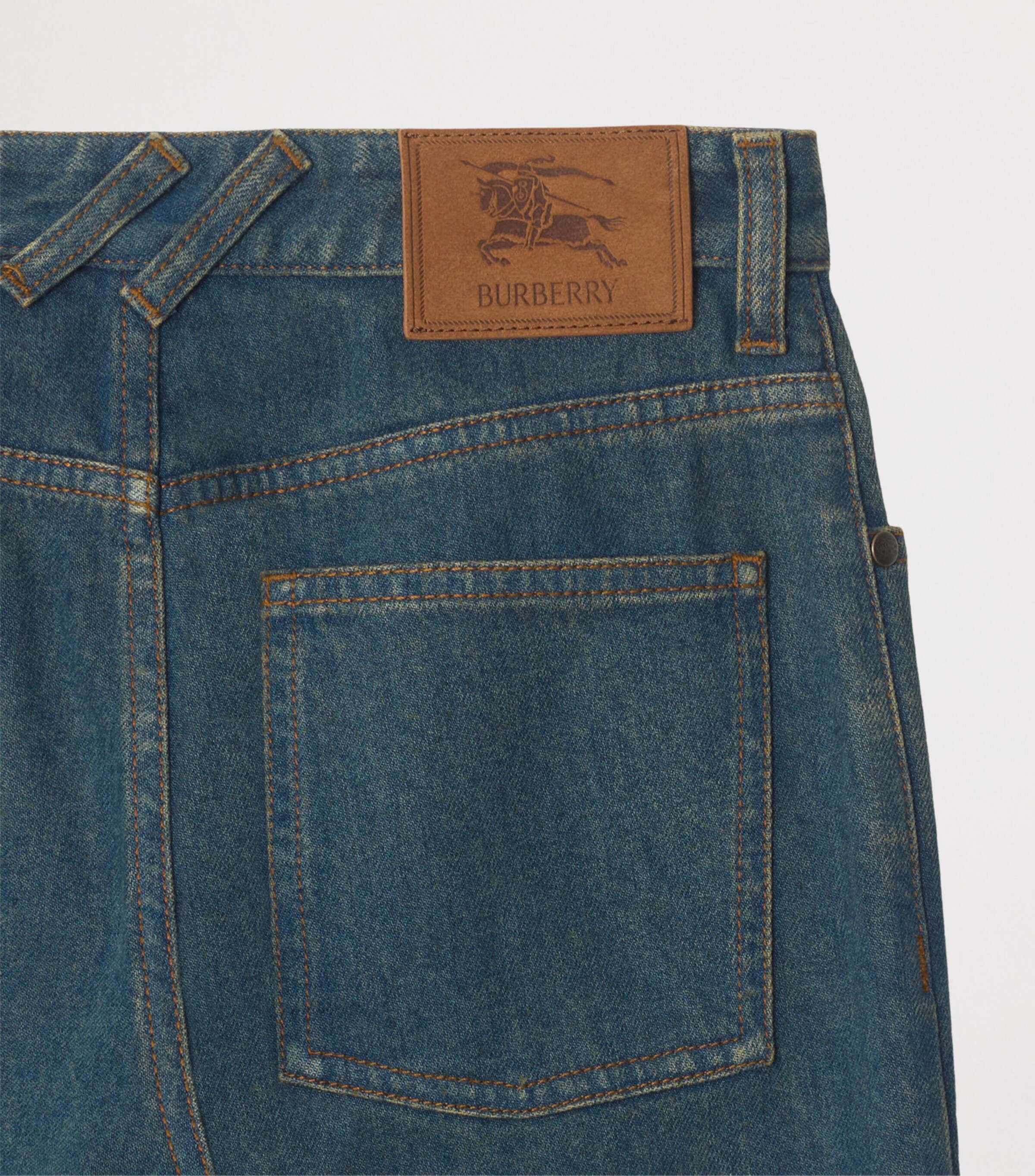 Burberry Womens Heavyweight Mid-Rise Straight Jeans Mid Blue Image 5