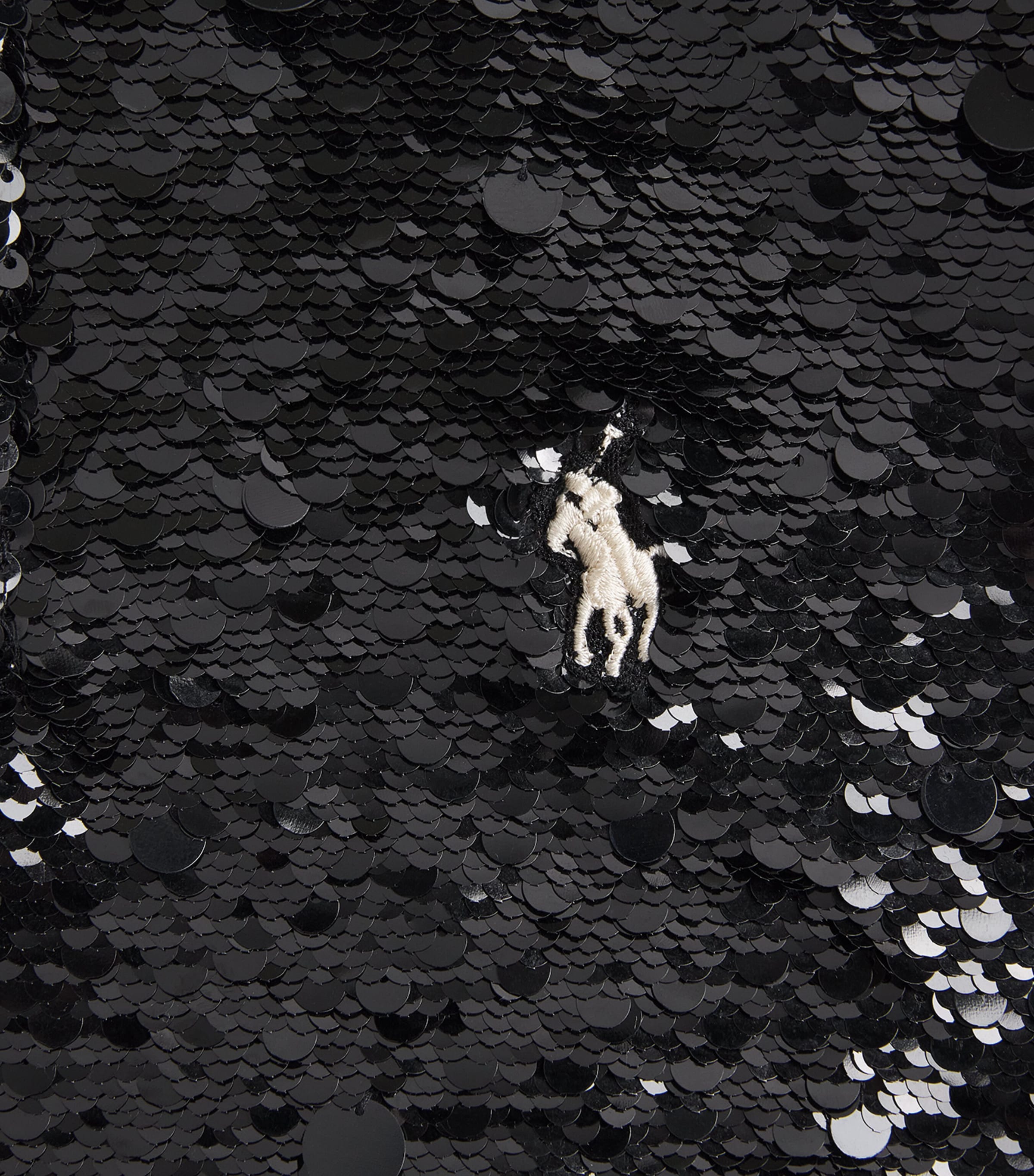 Sequin Cropped Polo Shirt POLO BLACK Image 5