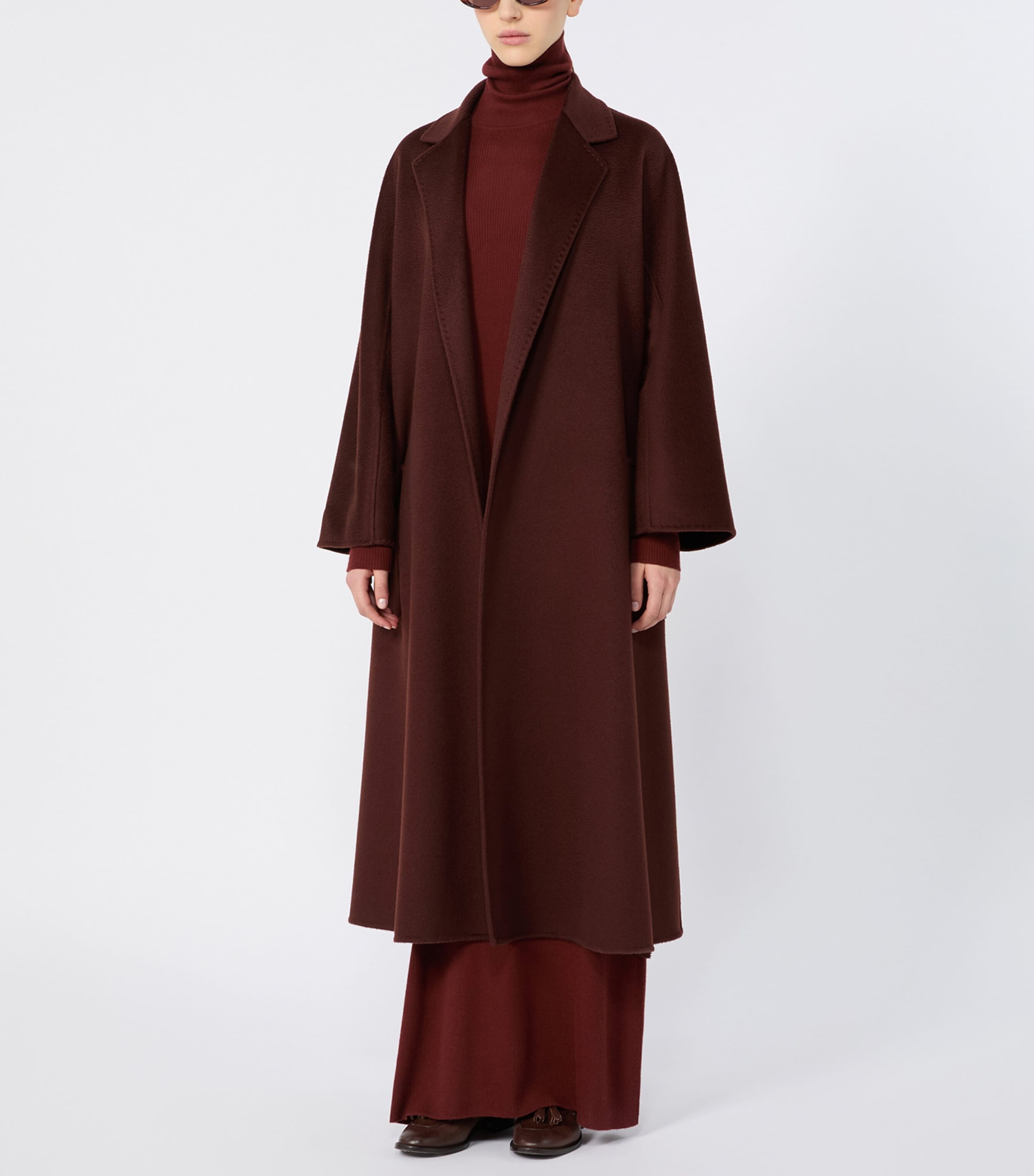 Max Mara Womens Cashmere Ludmilla Wrap Coat Brown Bordeaux Image 5