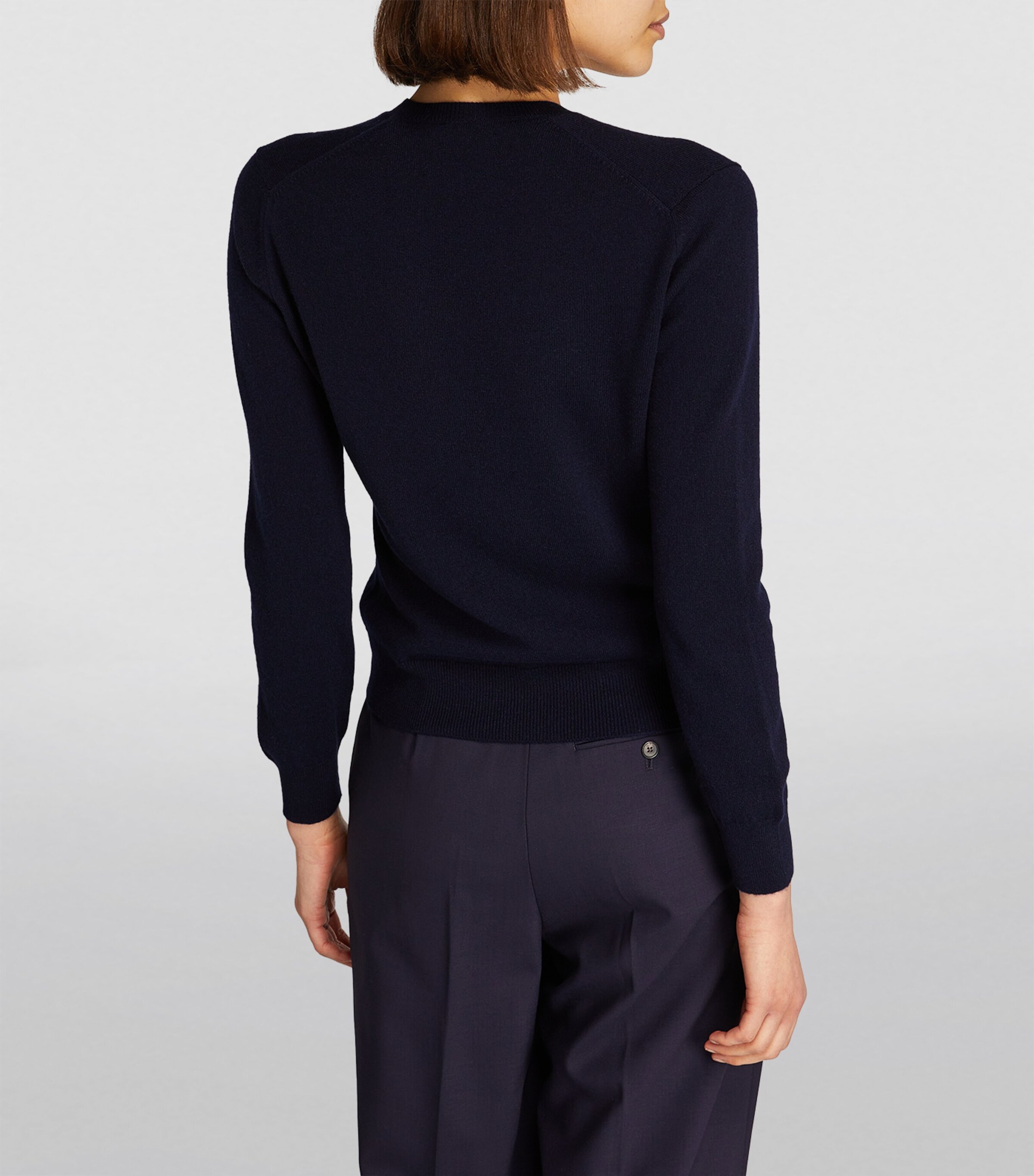 Harrods Womens Cashmere V-Neck Sweater Navy Image 4