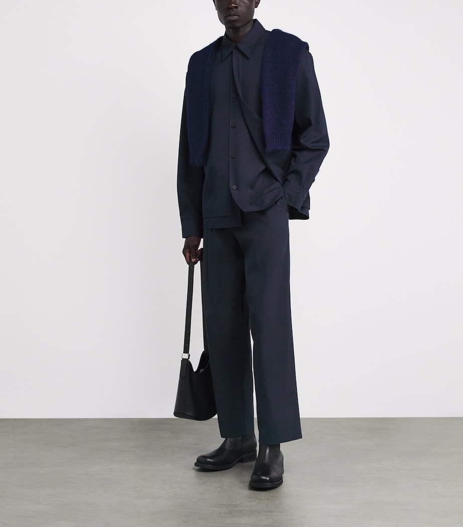 Organic Cotton Pleated Trousers 75-NAVY Image 2