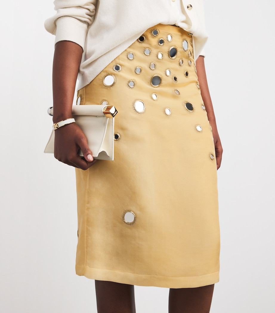 Silk Mirror-Embellished Midi Skirt 704 SOFT WHEAT Image 6