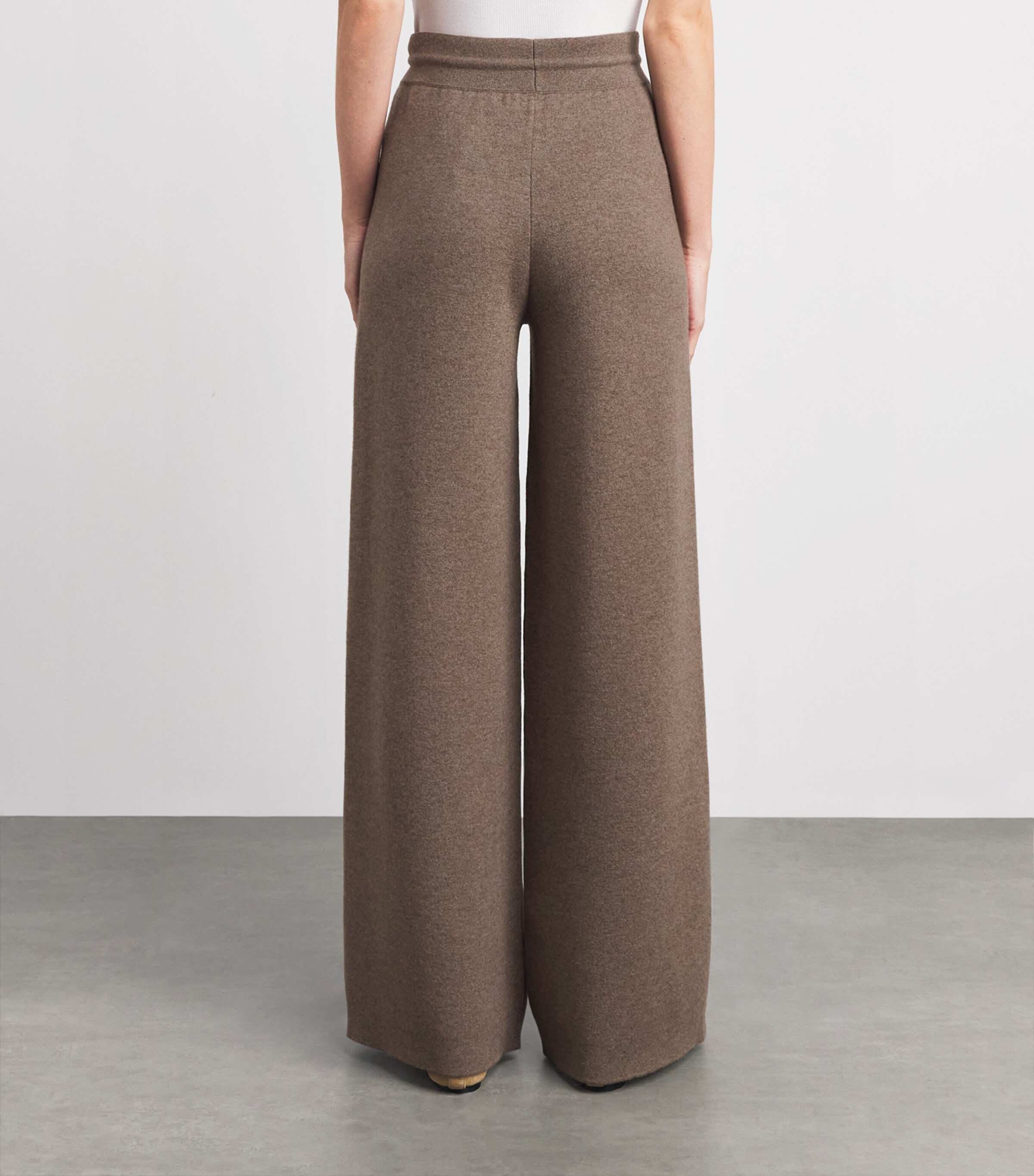 Agnona Womens Cashmere-Wool-Silk Wide-Leg Trousers Brown Mocha Image 5