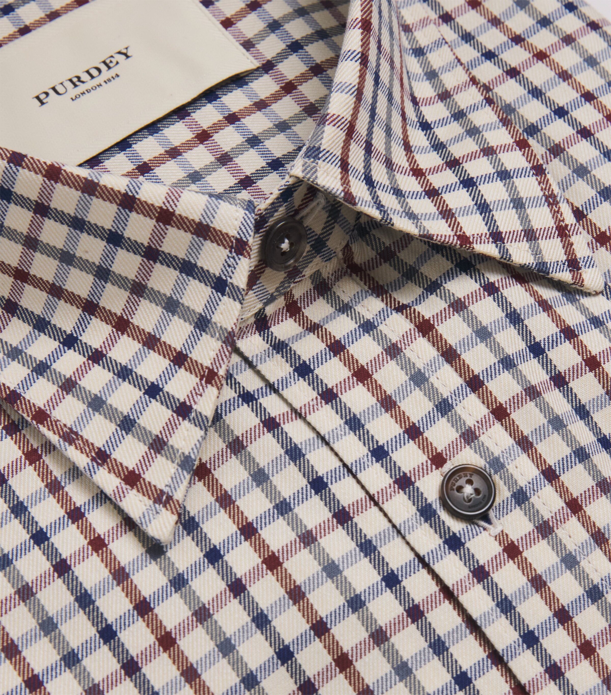 Cotton Check Tattersall Shirt FLAX Image 5