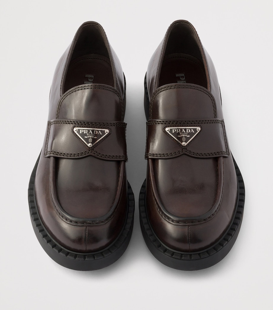 Prada Aged Leather Chunky Loafers Brown Image 3