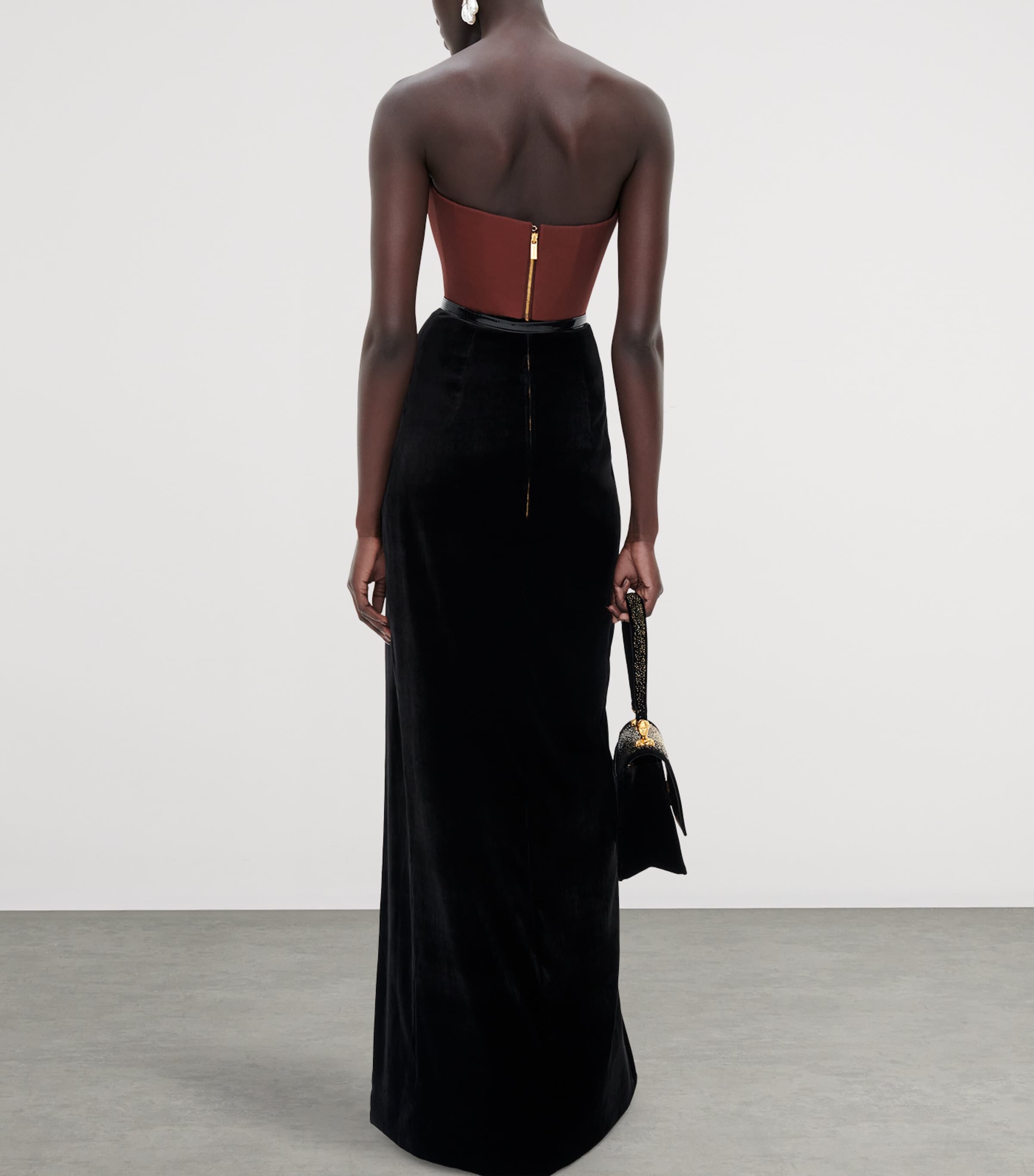 Schiaparelli Womens Adaptable Two-Tone Maxi Dress Brown / Black Image 3