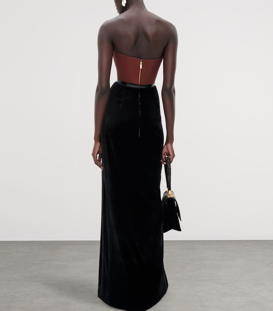 Schiaparelli Womens Adaptable Two-Tone Maxi Dress Brown / Black Image 3