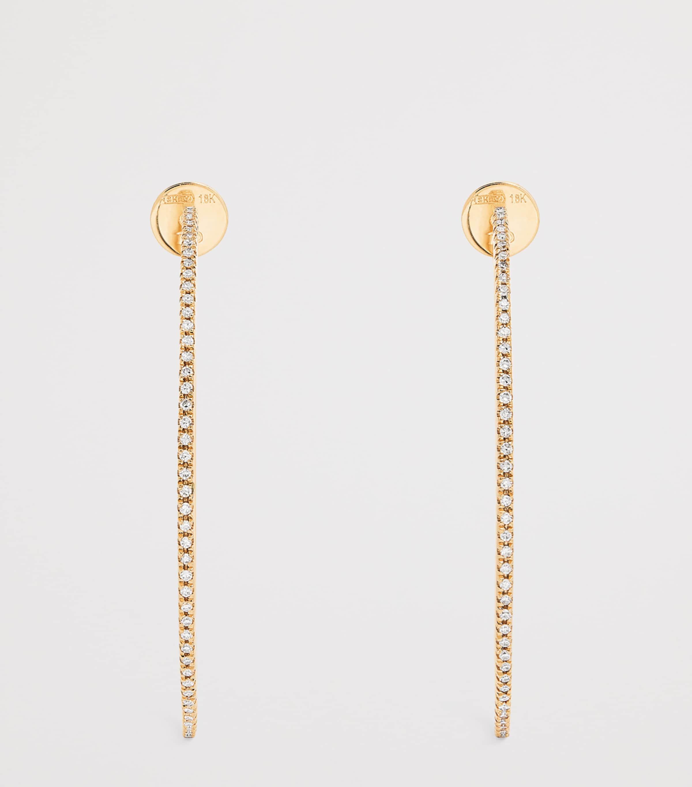 Yellow Gold and Diamond Pavé Hoop Earrings YELLOW GOLD Image 3