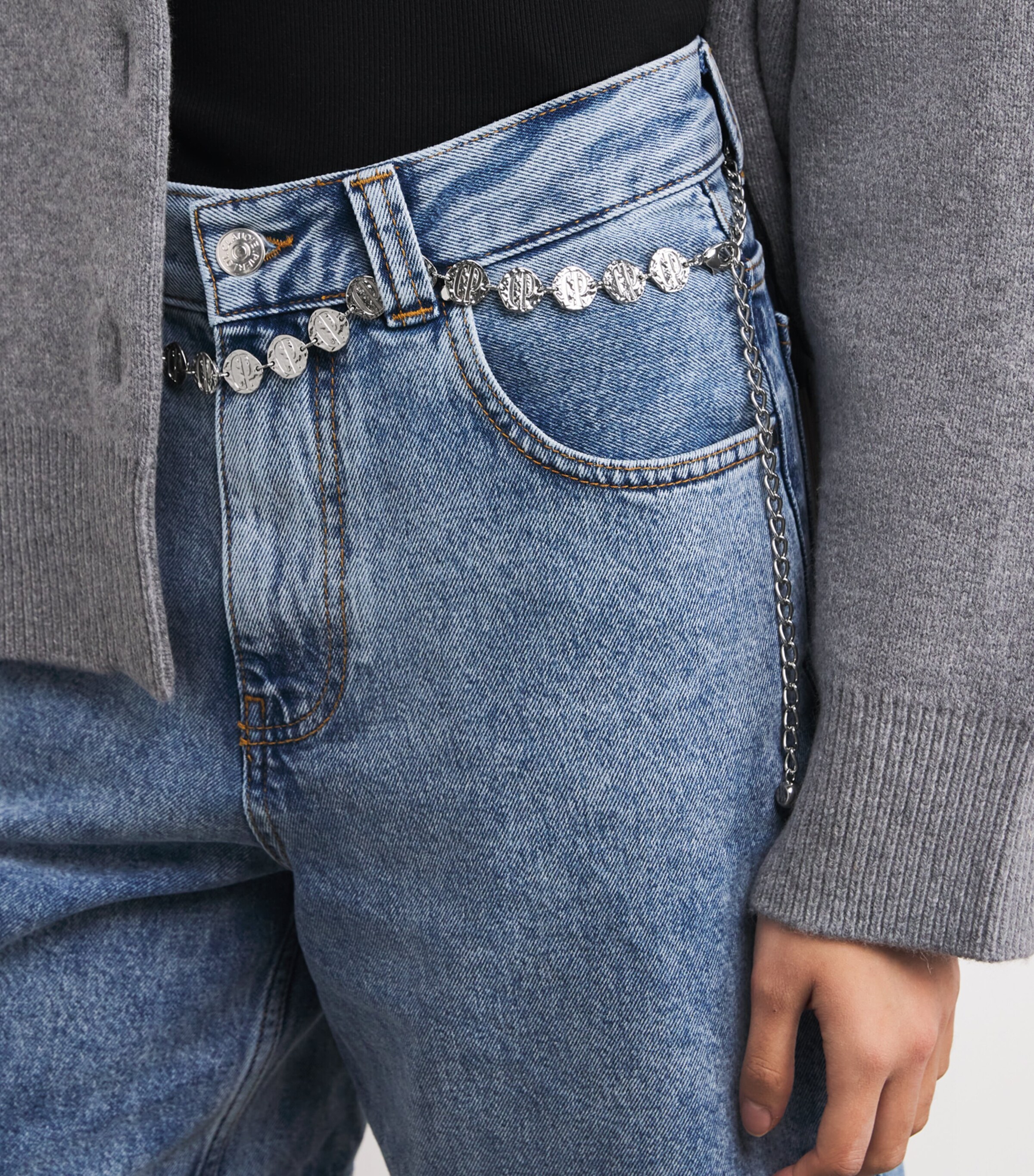 Claudie Pierlot Logo Embossed Chain Belt Silver Image 3