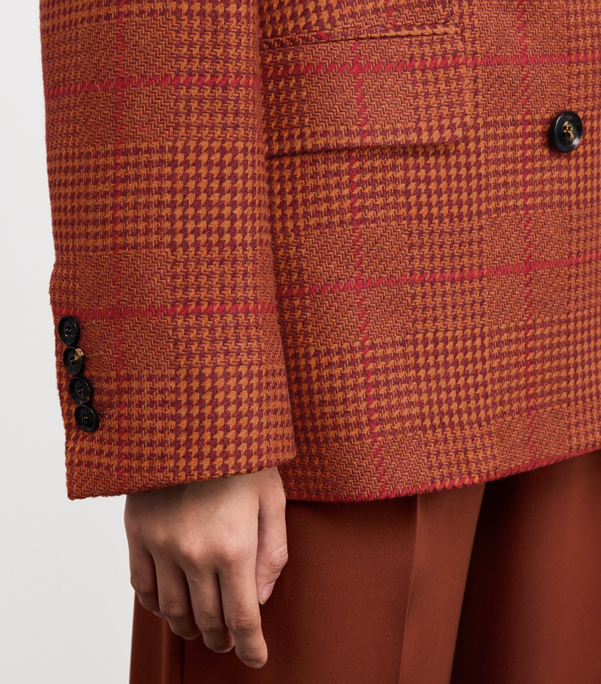 Kiton Womens Silk-Cashmere Double-Breasted Blazer Brick/black Image 6