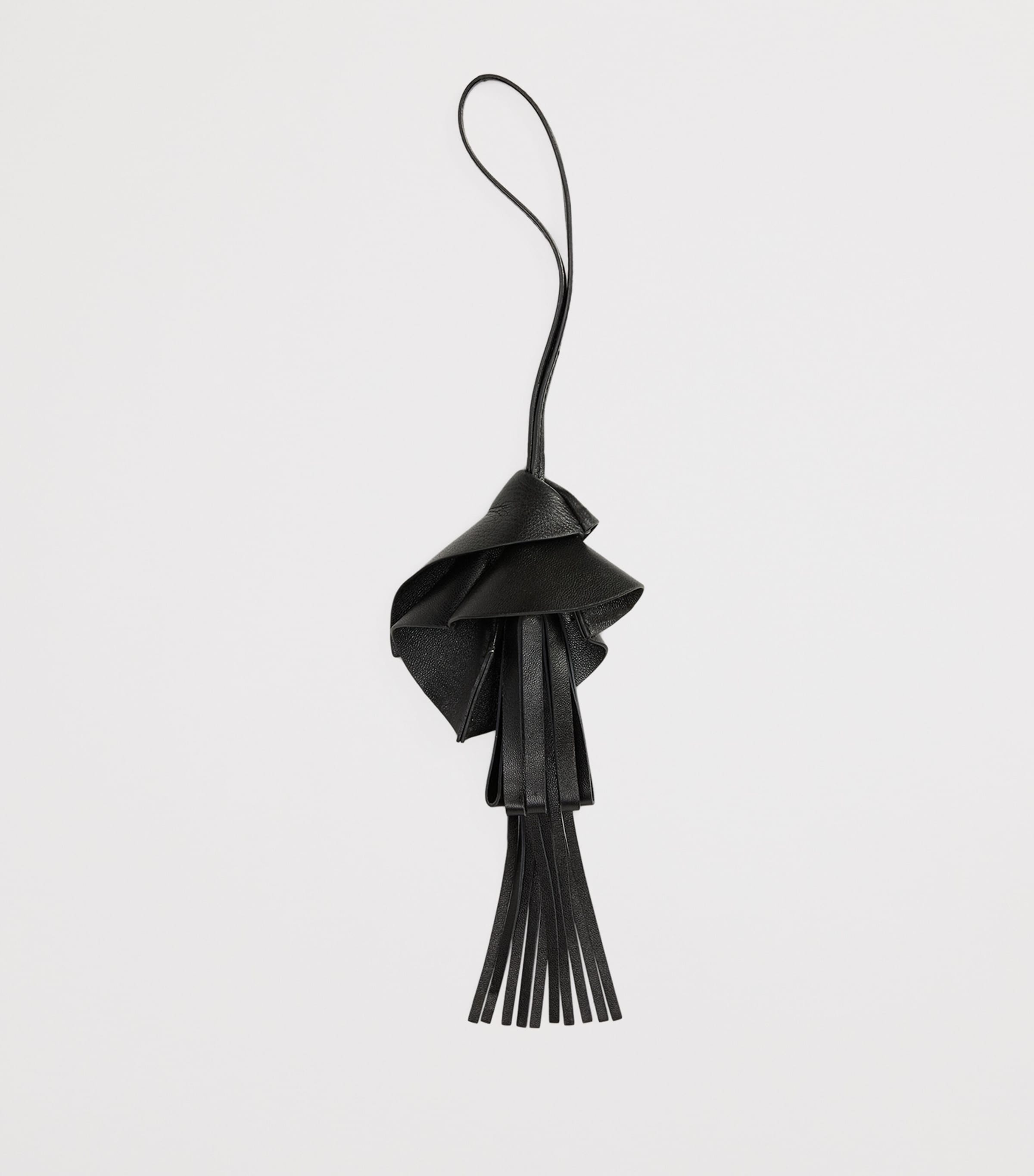Ralph Lauren Collection Lambskin Floral Bag Charm Black Image 3