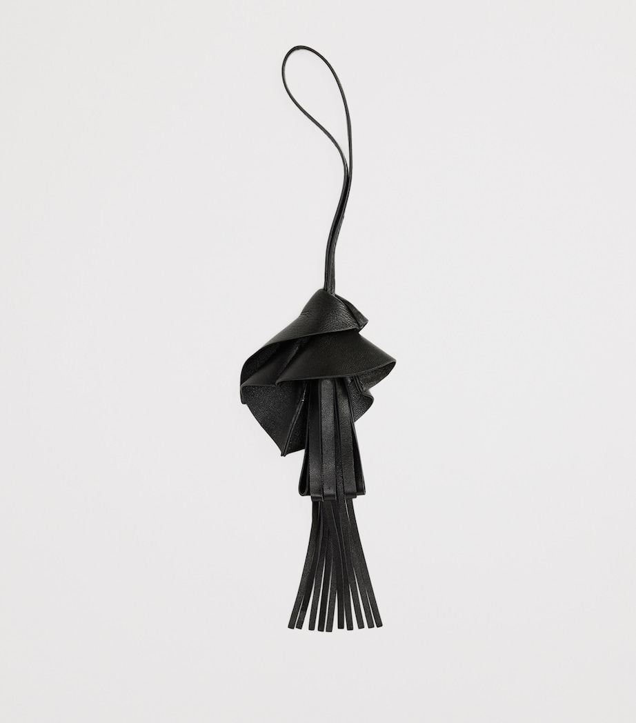 Ralph Lauren Collection Lambskin Floral Bag Charm Black Image 3