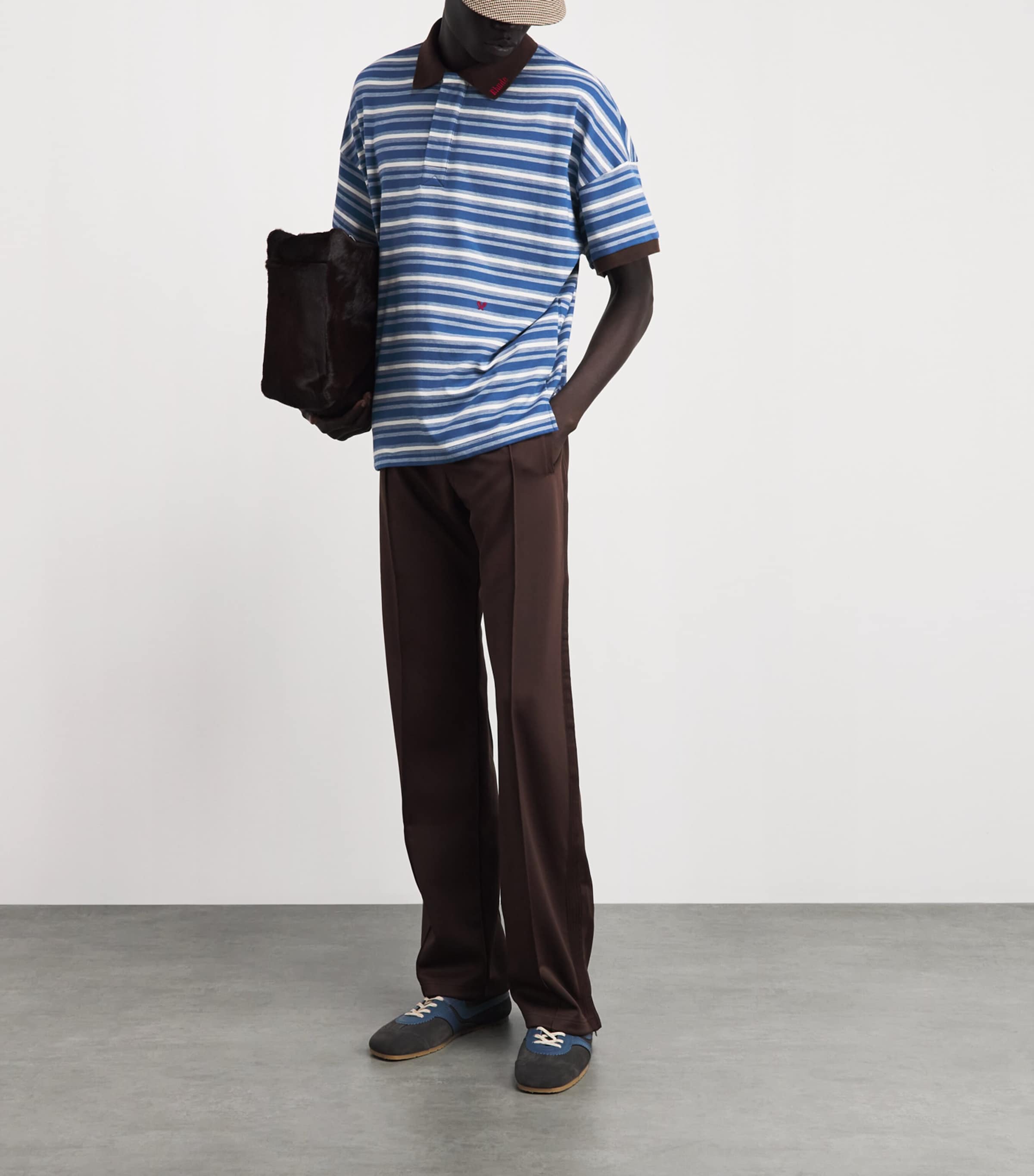 Rhude Mens Cotton Stripe Fontaine Polo Shirt Image 2
