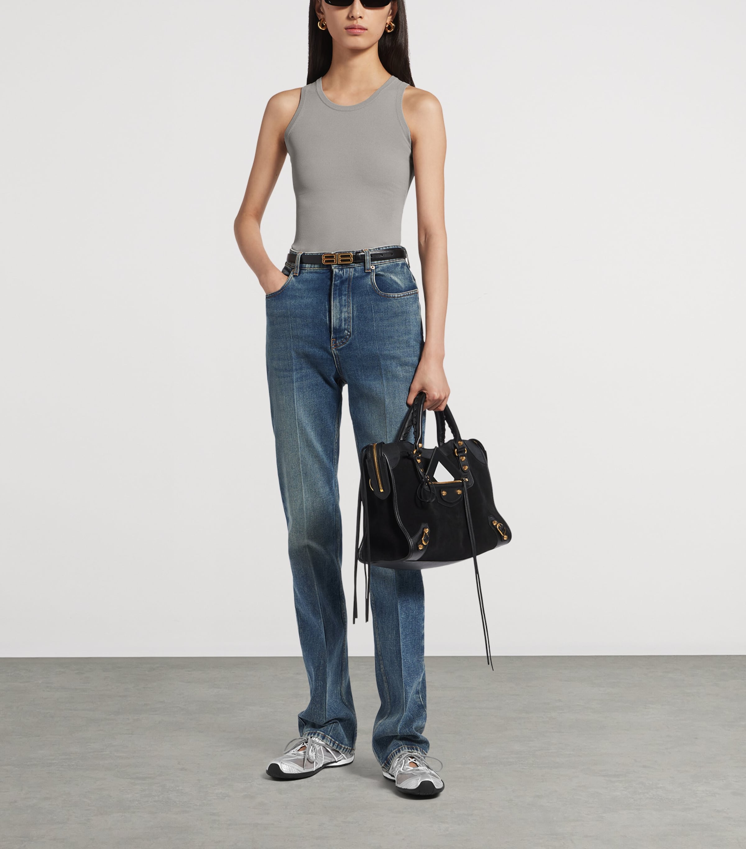 Balenciaga Womens Ribbed Logo Tank Top Image 2