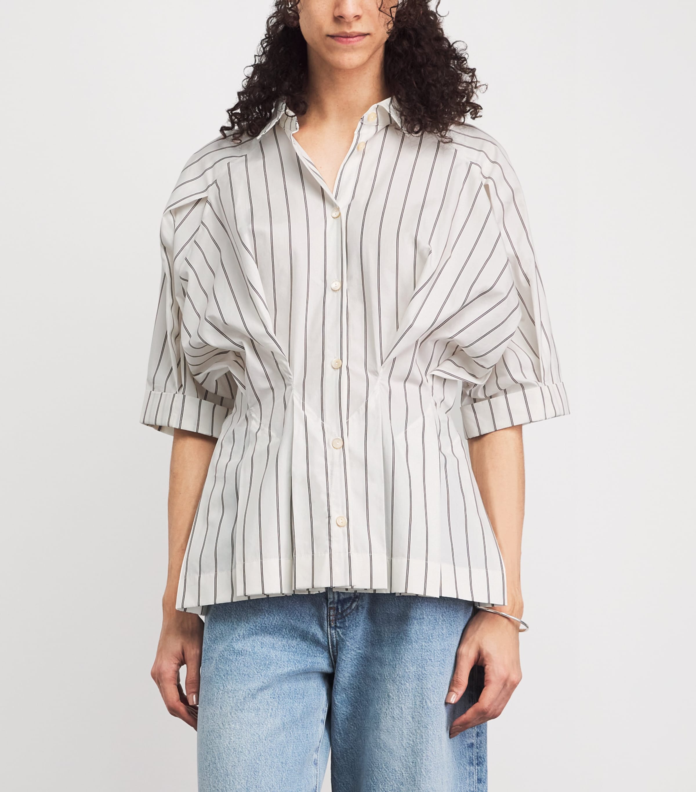 Palmer//Harding Womens Cotton Stripe Vessel Shirt Brown Cttn Dbl Strip Image 4