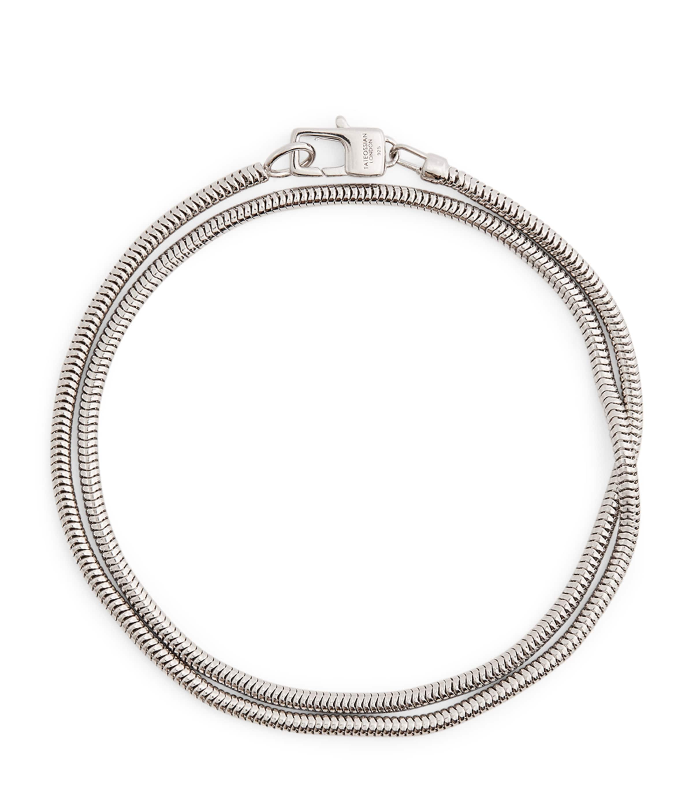 Tateossian Rhodium-plated Sterling Silver Serpente Bracelet In Silver