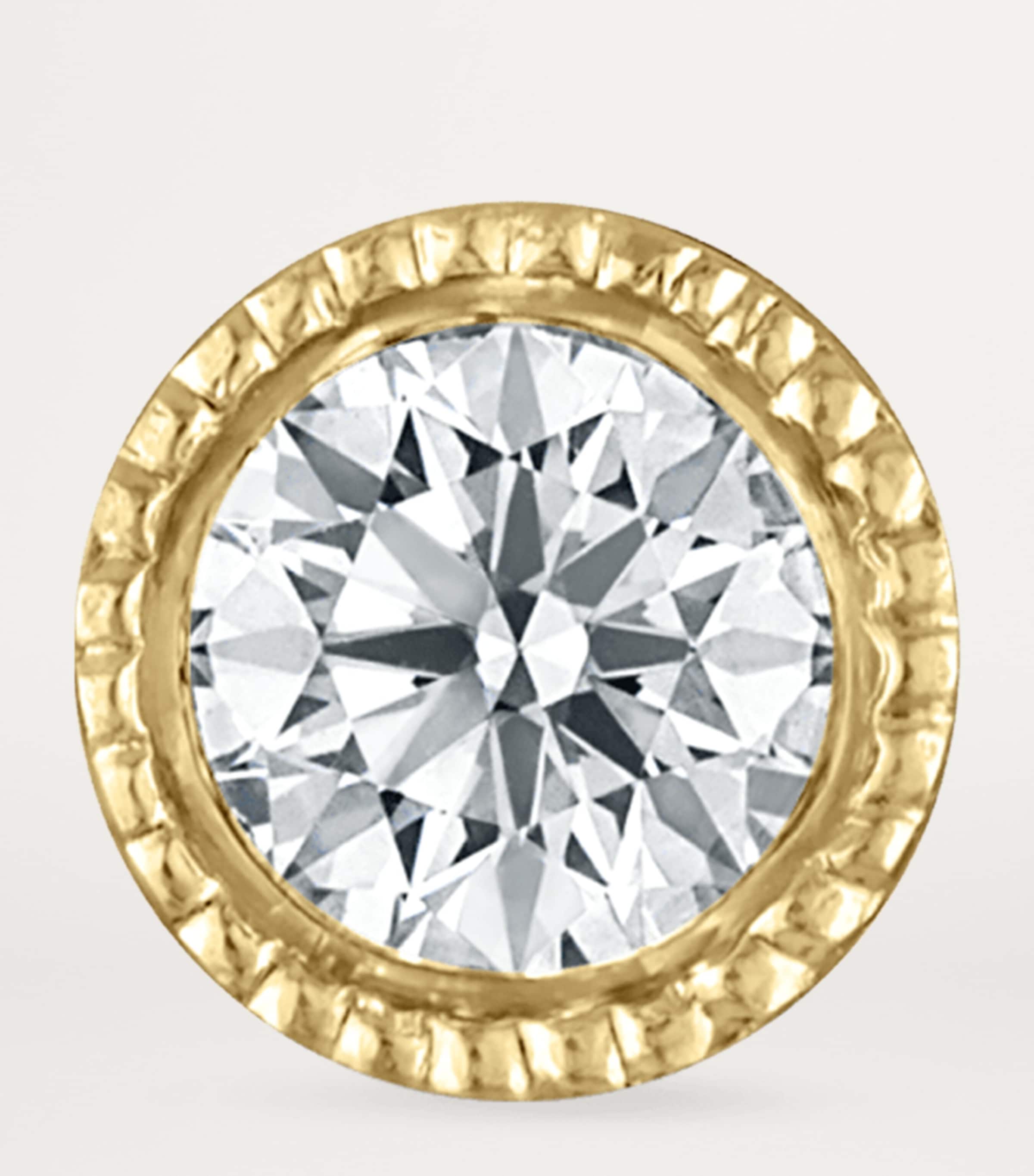 Scalloped Set Diamond Threaded Stud Earring (2mm) YELLOW GOLD Image 4