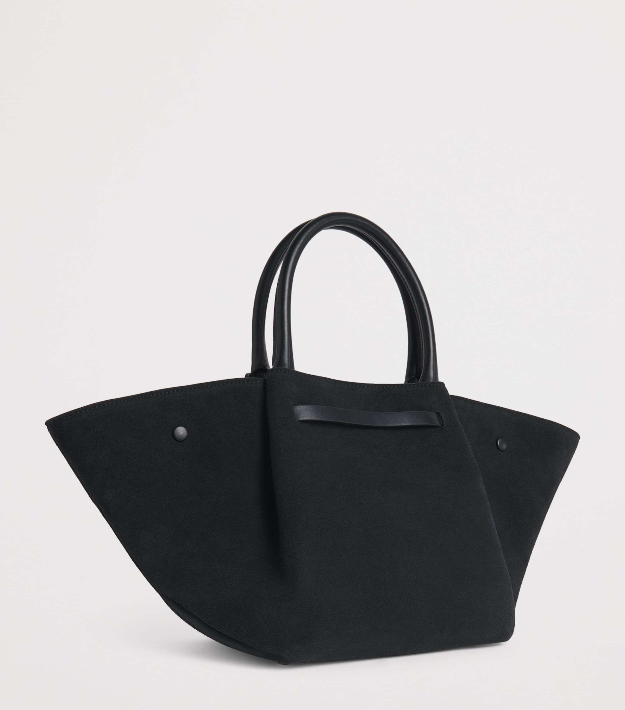 Demellier Midi Suede The New York Tote Bag Black/black W/sh Image 3