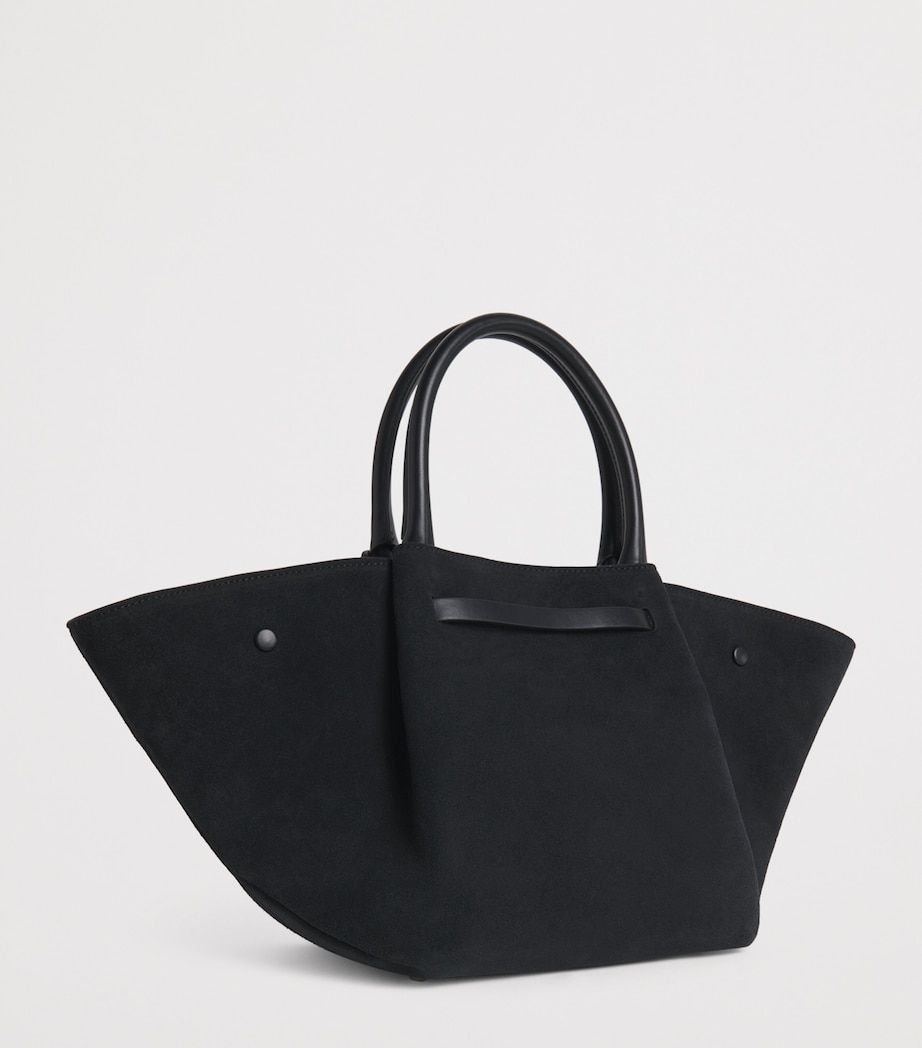 Demellier Midi Suede The New York Tote Bag Black/black W/sh Image 3