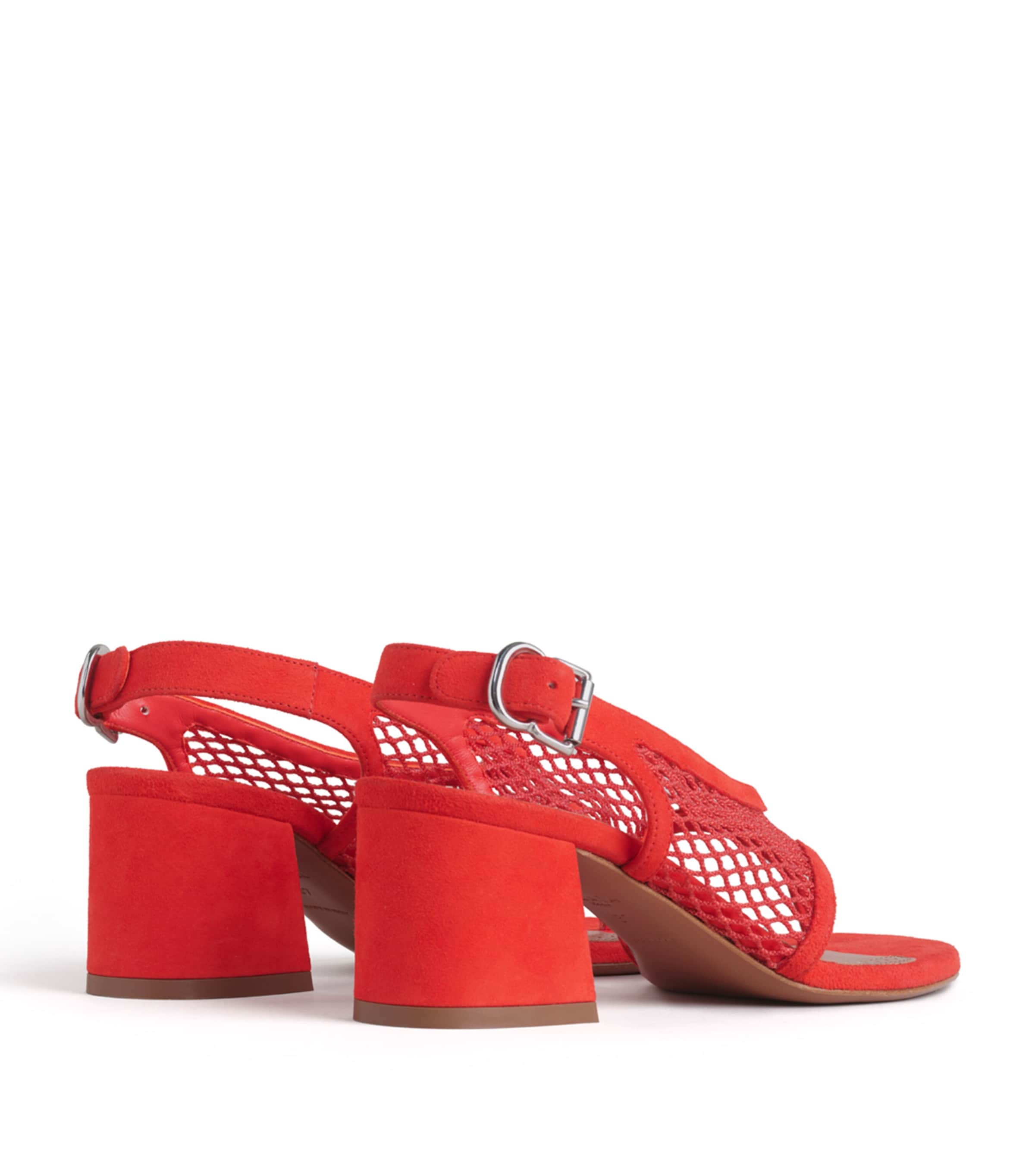 Alaïa Fishnet Heeled Sandals 55 Orange Red Image 3
