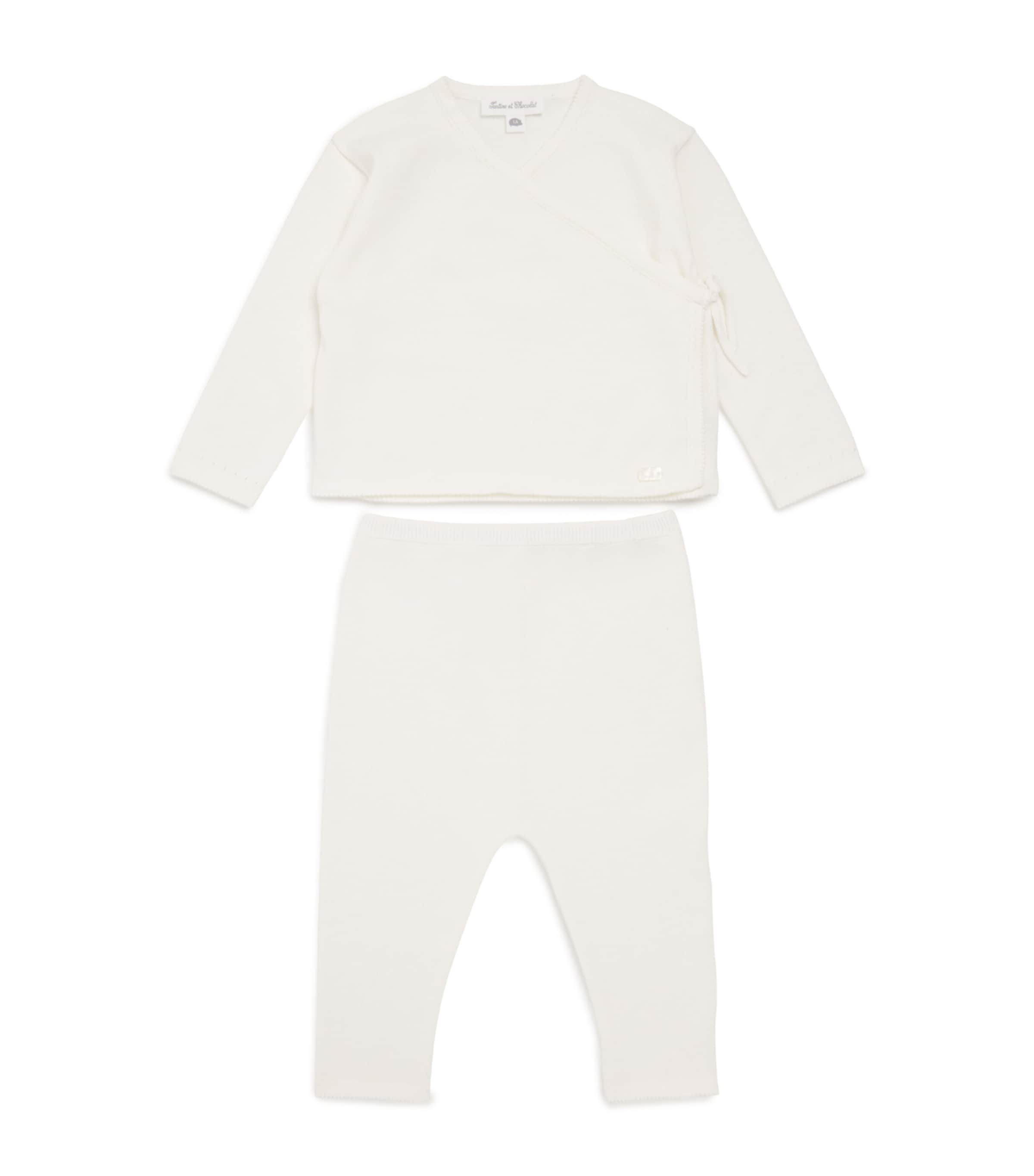 Cotton Wrap Cardigan and Leggings Set (1-24 Months) 13NACRE Image 1