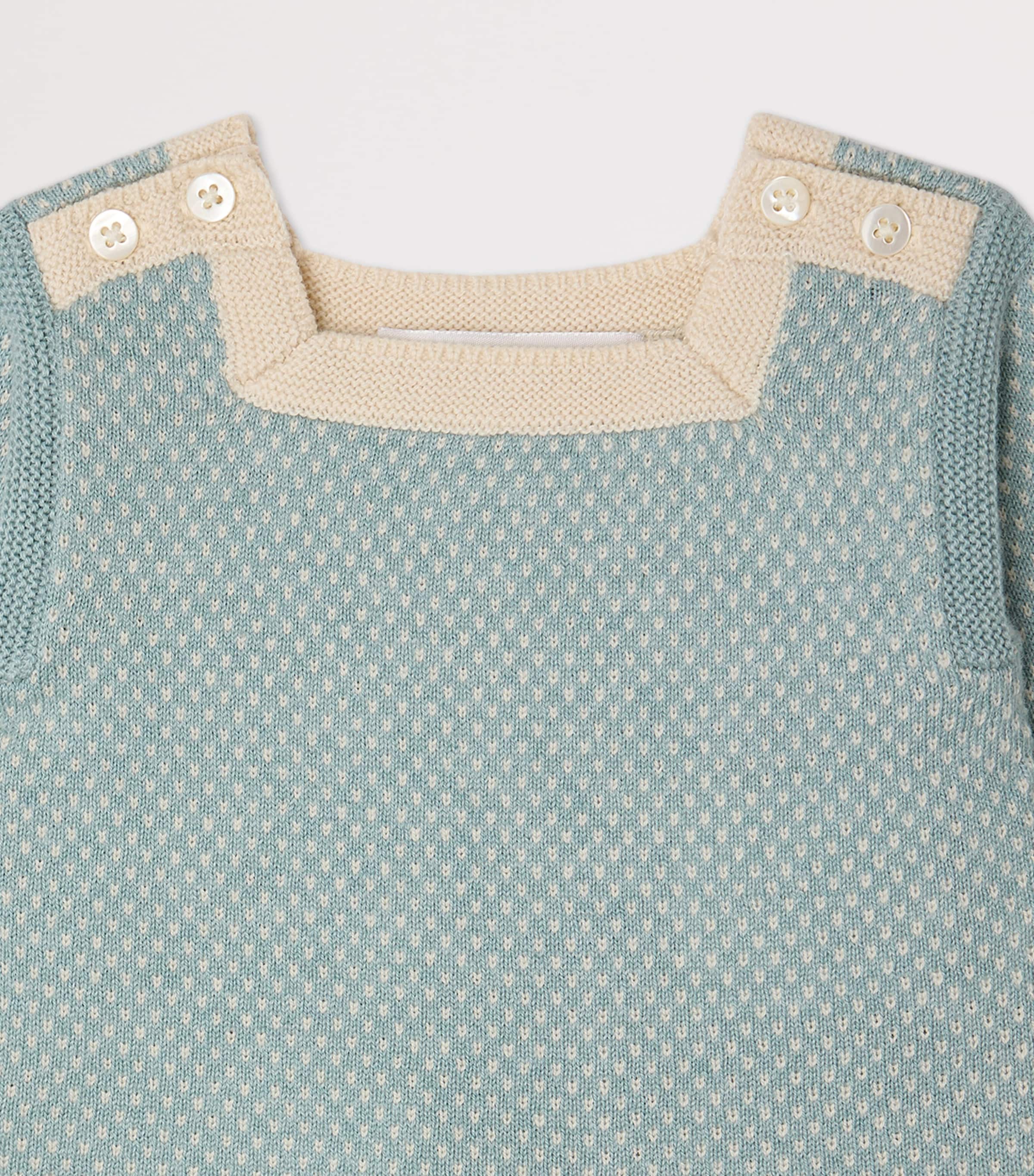 Bonpoint Wool-Cotton Sweater and Trousers Set (1-18 Months) Bleu Moyen Image 3