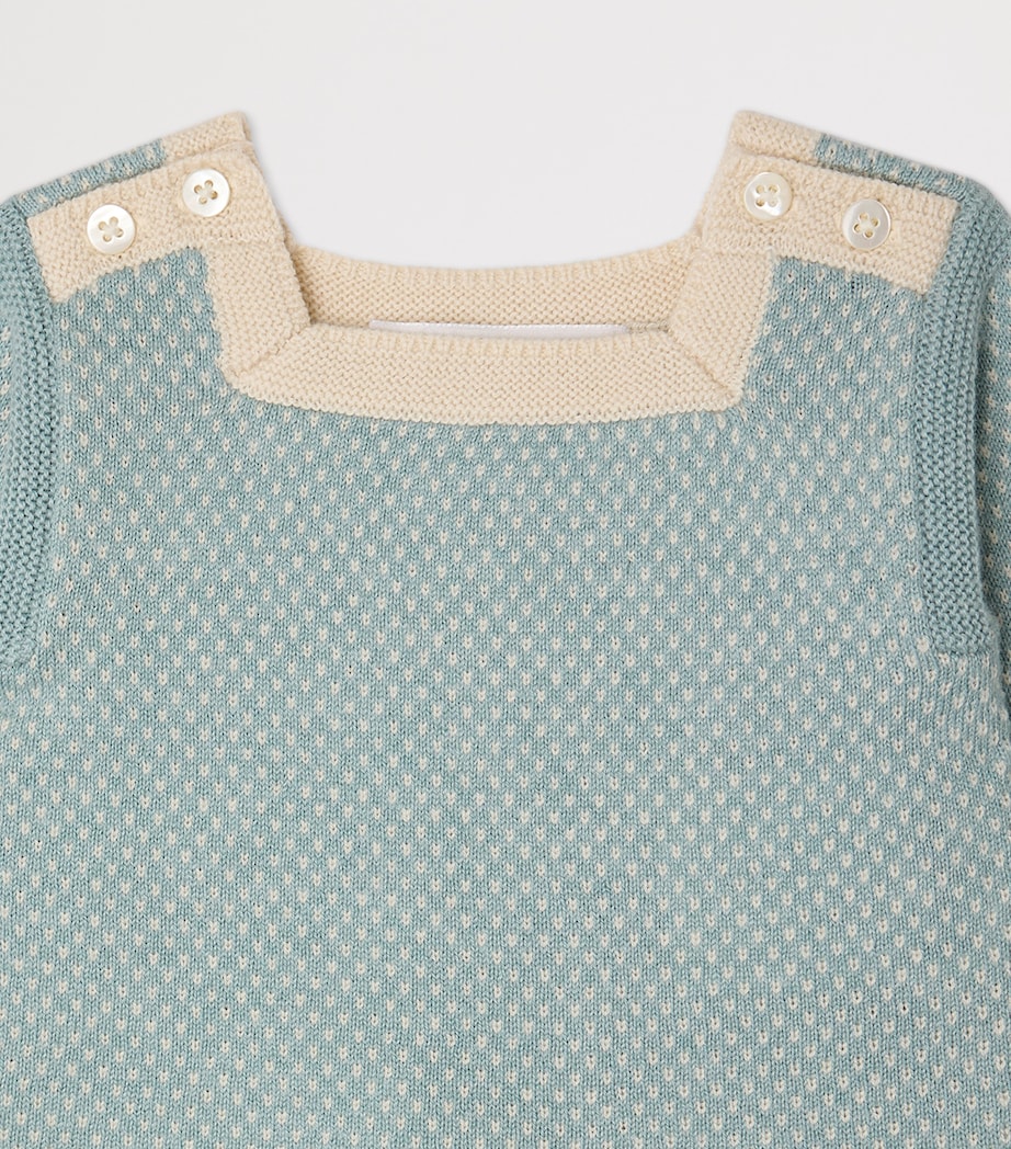 Bonpoint Wool-Cotton Sweater and Trousers Set (1-18 Months) Bleu Moyen Image 3