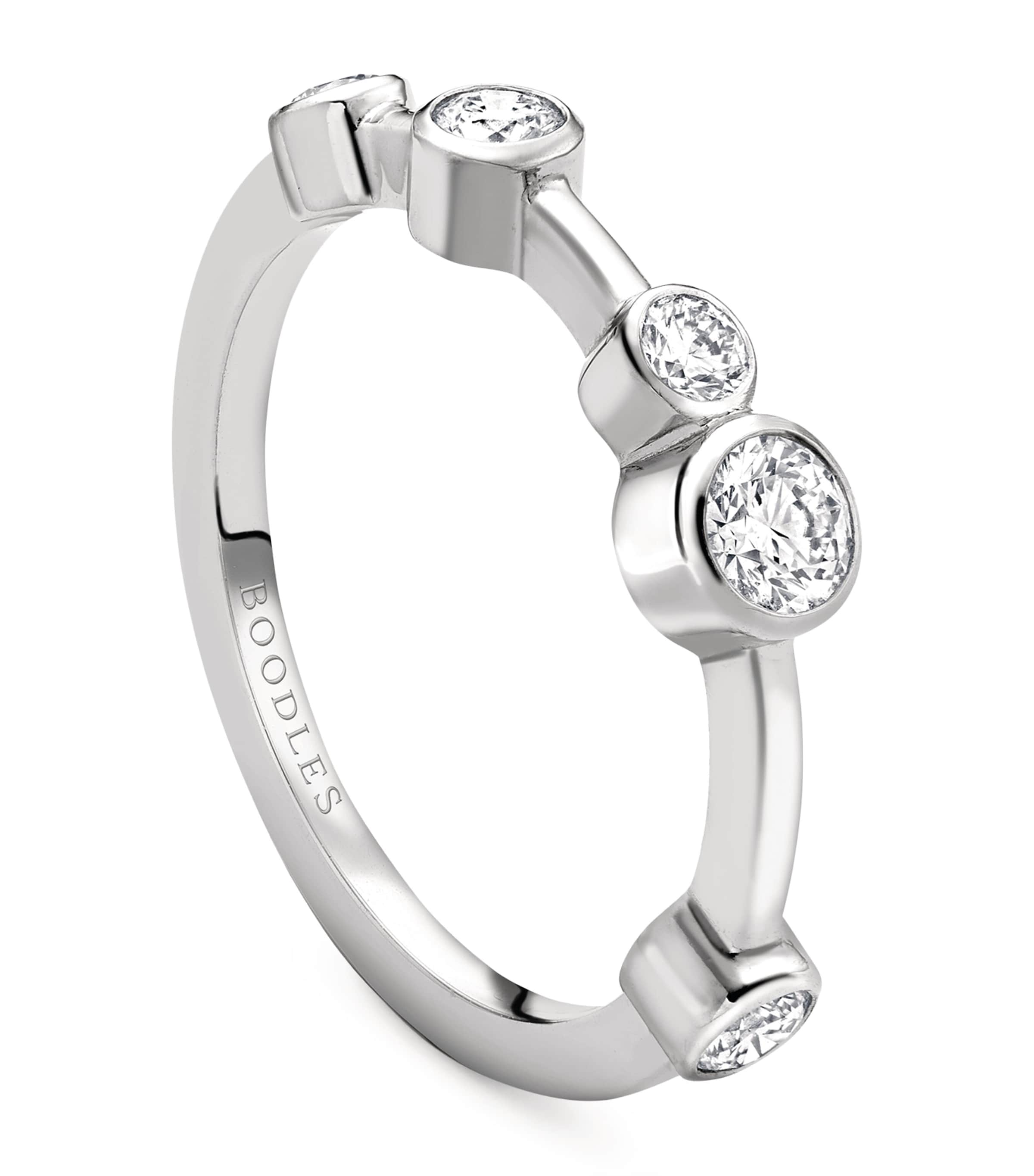 Boodles Platinum And Diamond Half-hoop Ring In Silver
