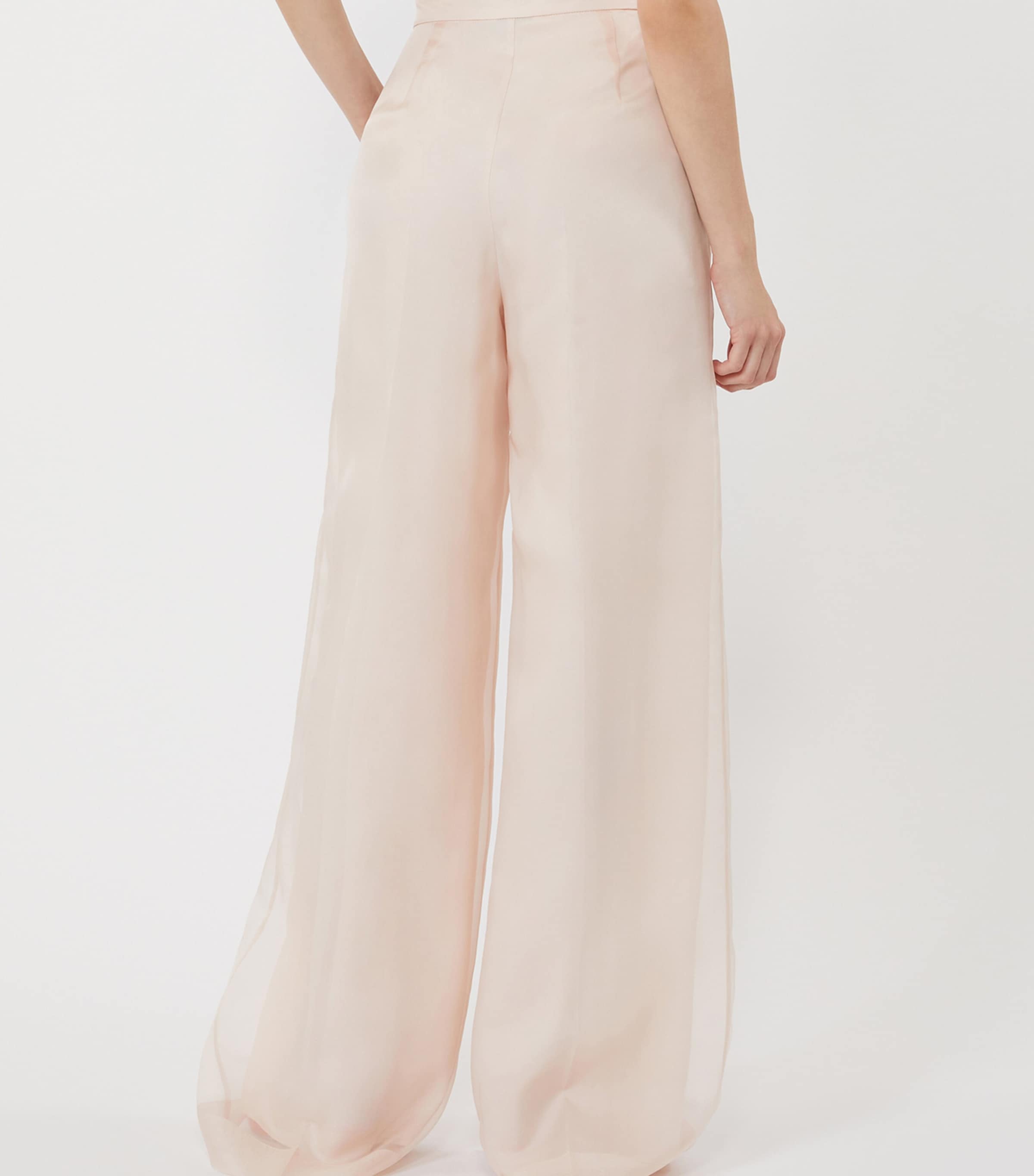 Max Mara Womens Silk Wide-Leg Trousers Powder Image 4