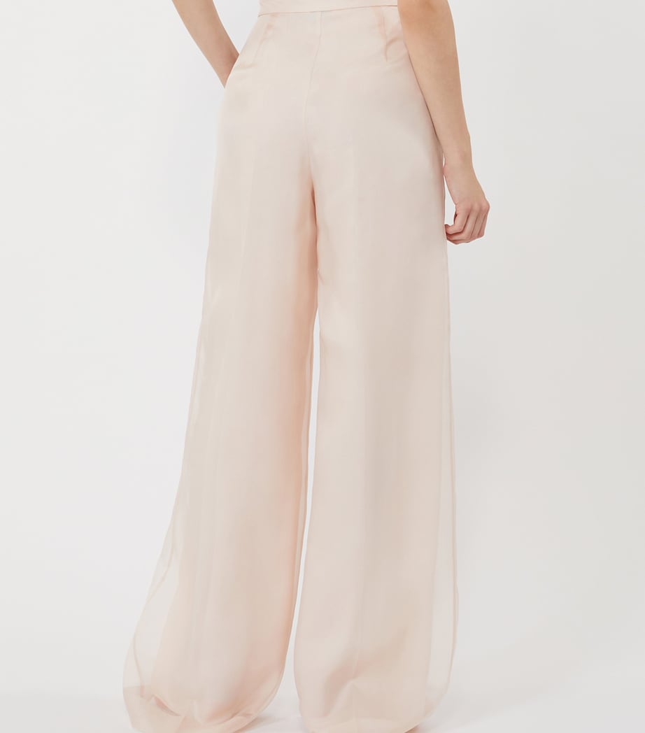 Max Mara Womens Silk Wide-Leg Trousers Powder Image 4