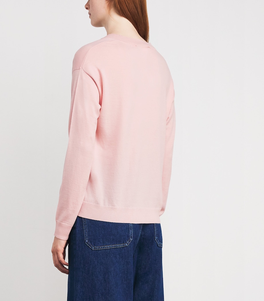 Wool-Cashmere V-Neck Sweater PINK Image 4