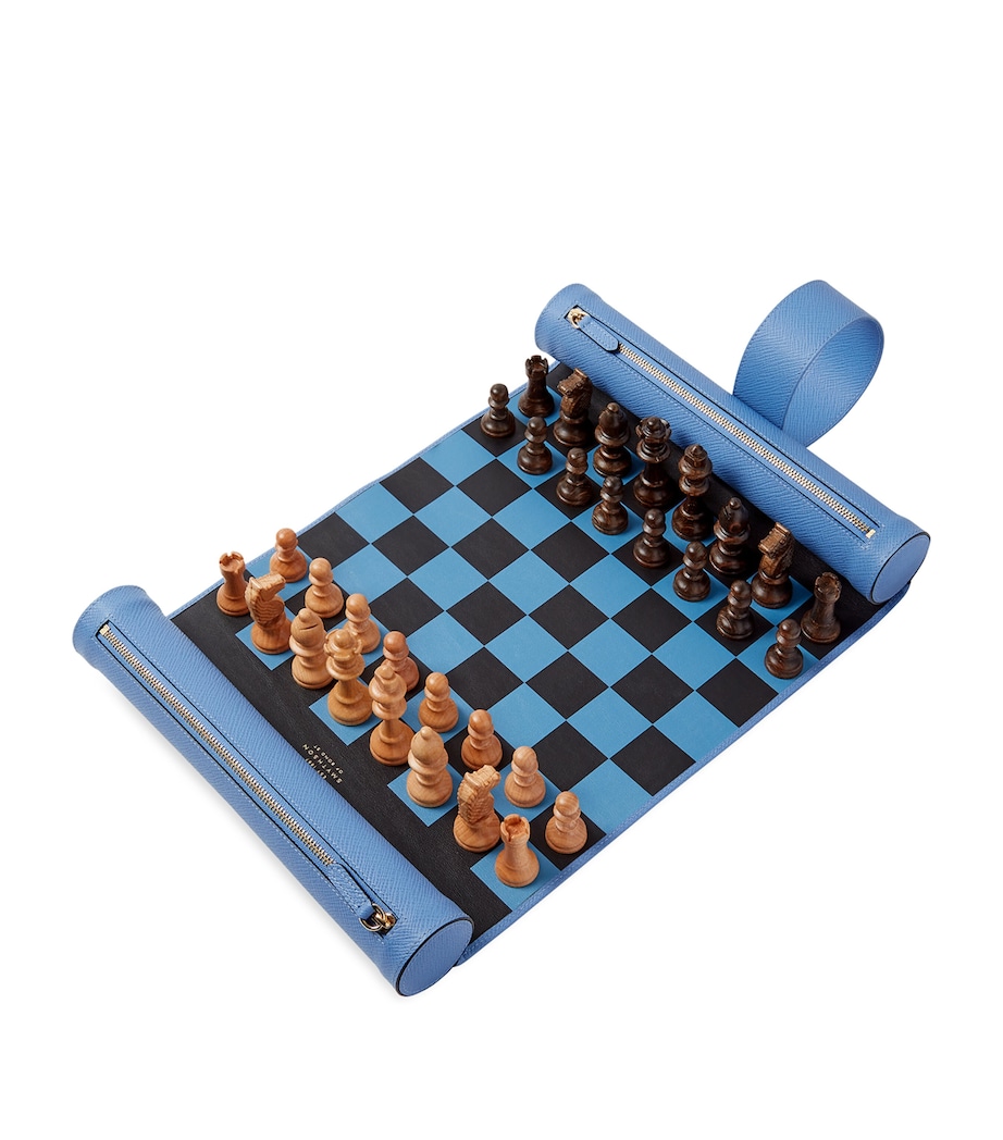Leather Roll-Up Chess Set NILE BLUE Image 2