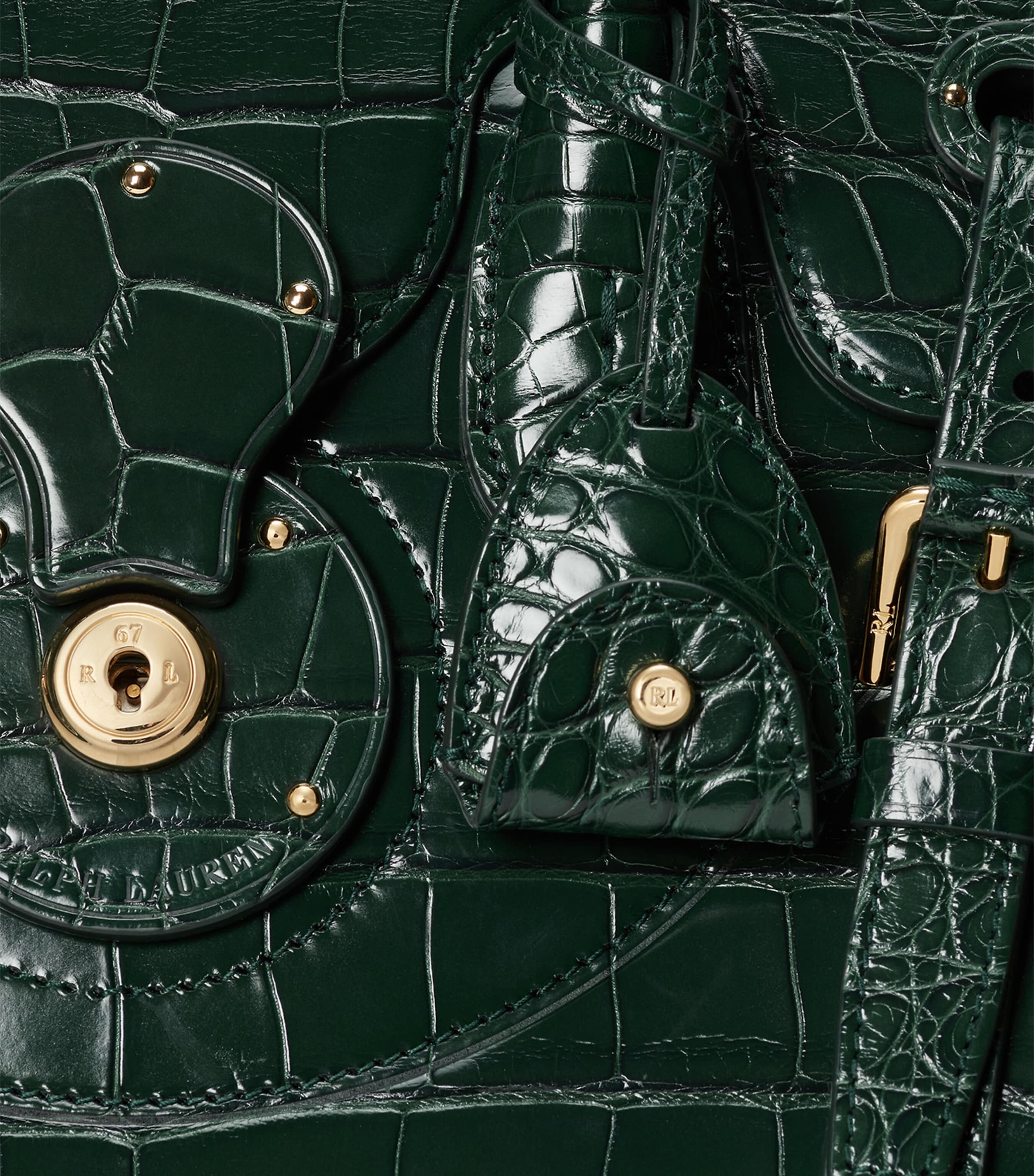 Ralph Lauren Collection Alligator Leather Ricky 33 Top-Handle Bag Harrods Green (tbc) Image 5