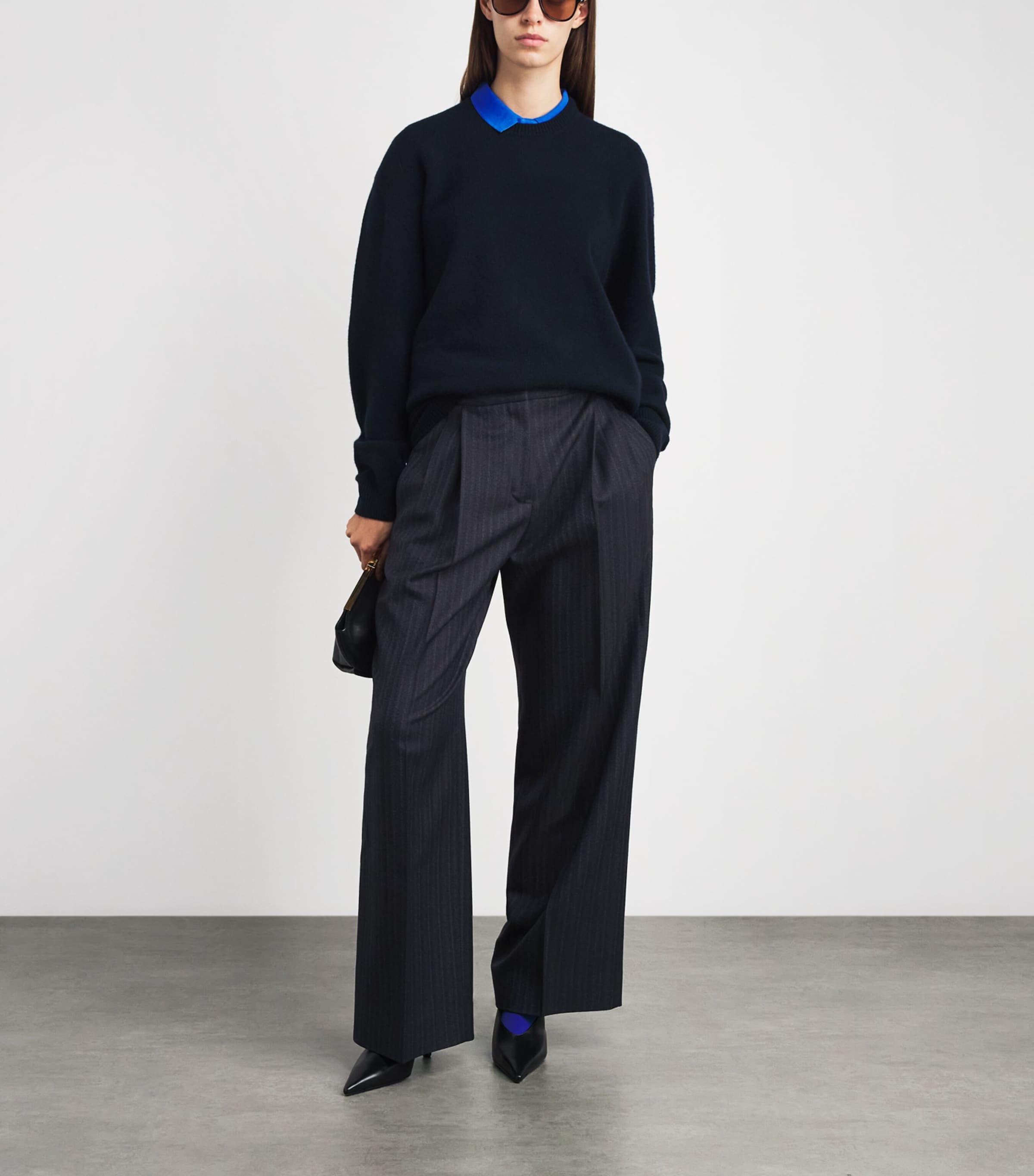 Jil Sander Womens Wool Stripe Trousers Midnight Sail Image 2