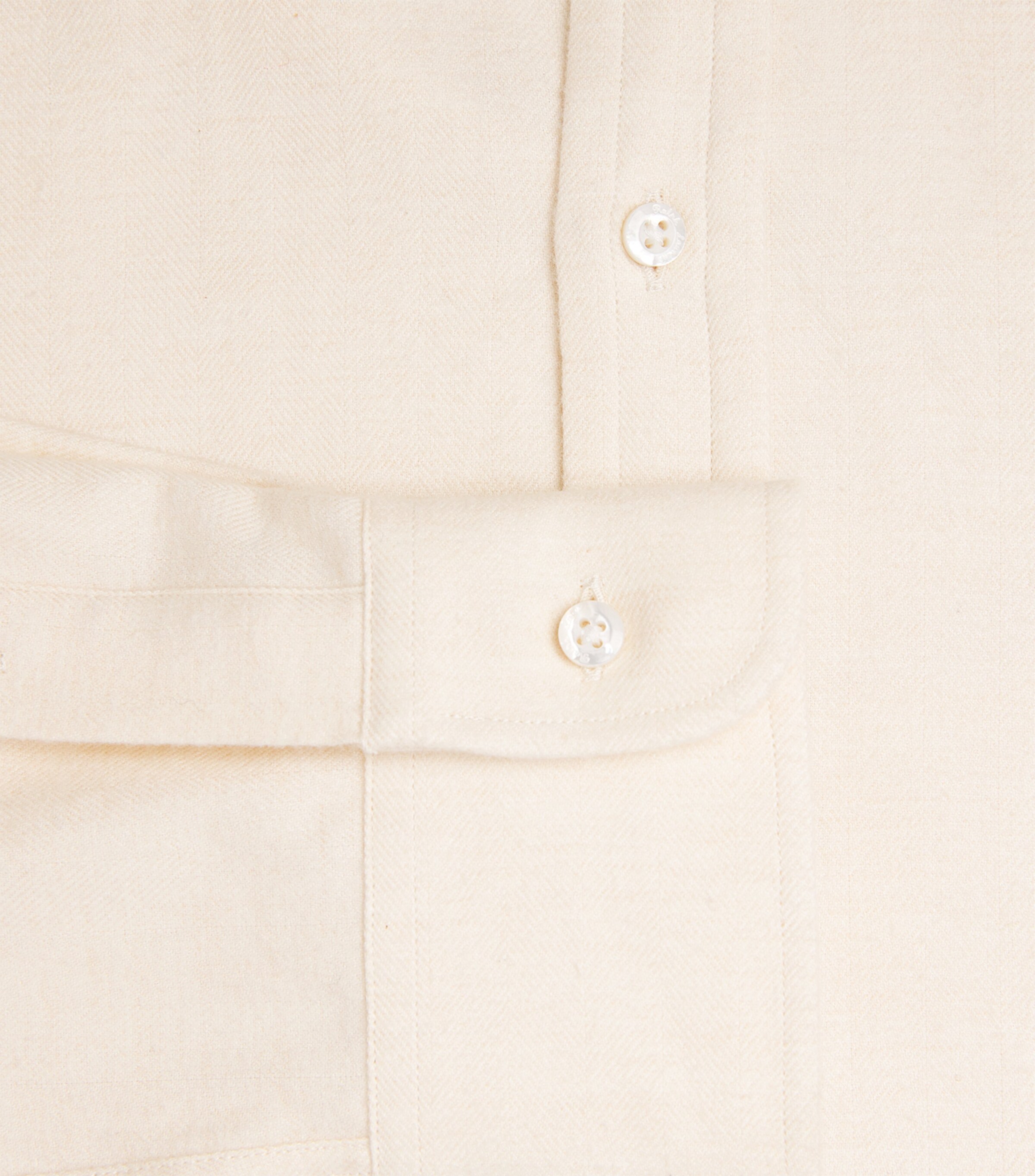 Ralph Lauren Purple Label Mens Cotton Herringbone Shirt Cream Melange Grey Image 5