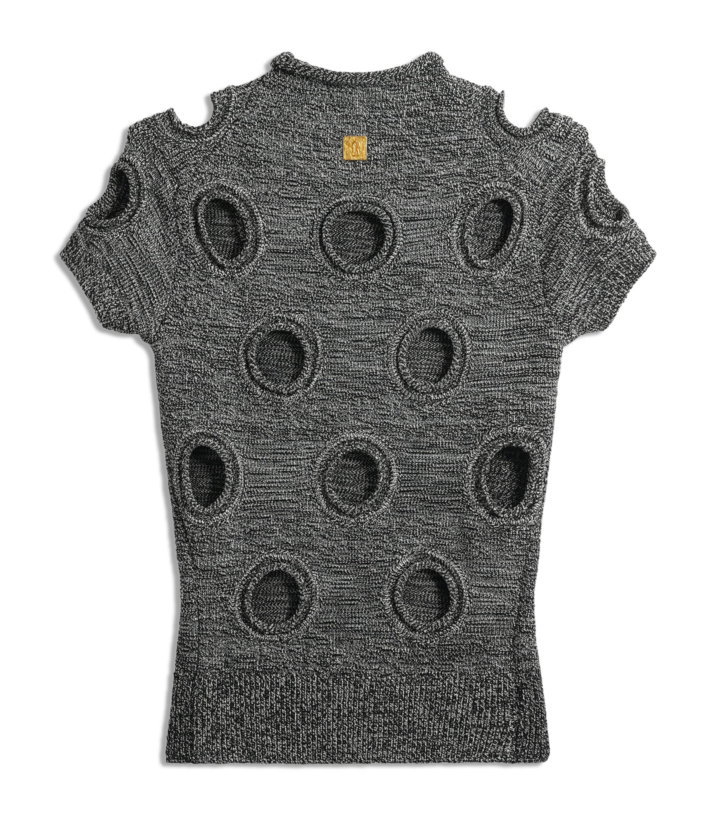 Schiaparelli Womens Knitted Polka-Dot T-Shirt Grey Image 5