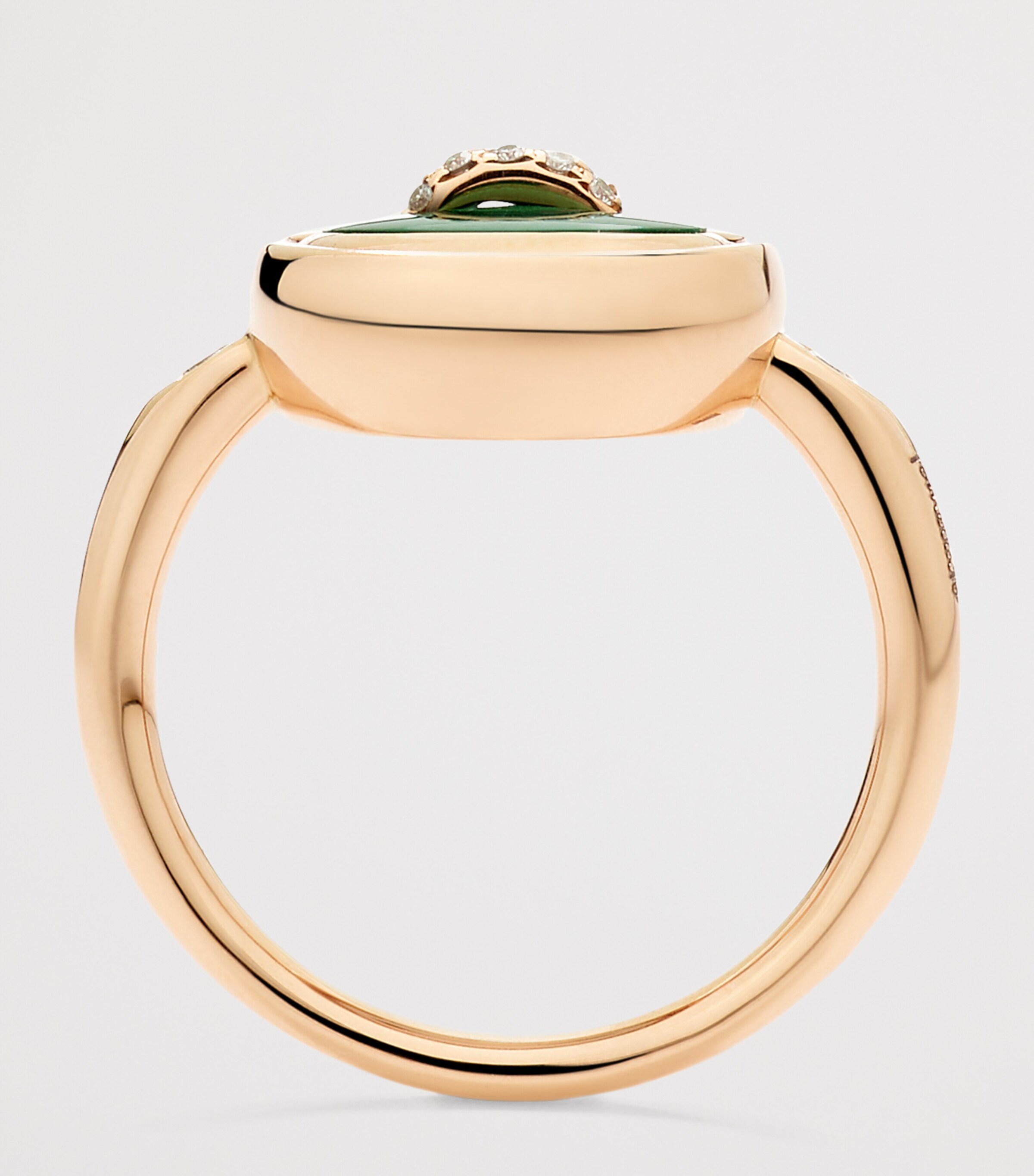 Rose Gold, Diamond, Malachite and Mother-of-Pearl Pom Pom Dot Ring BMPMY Image 5