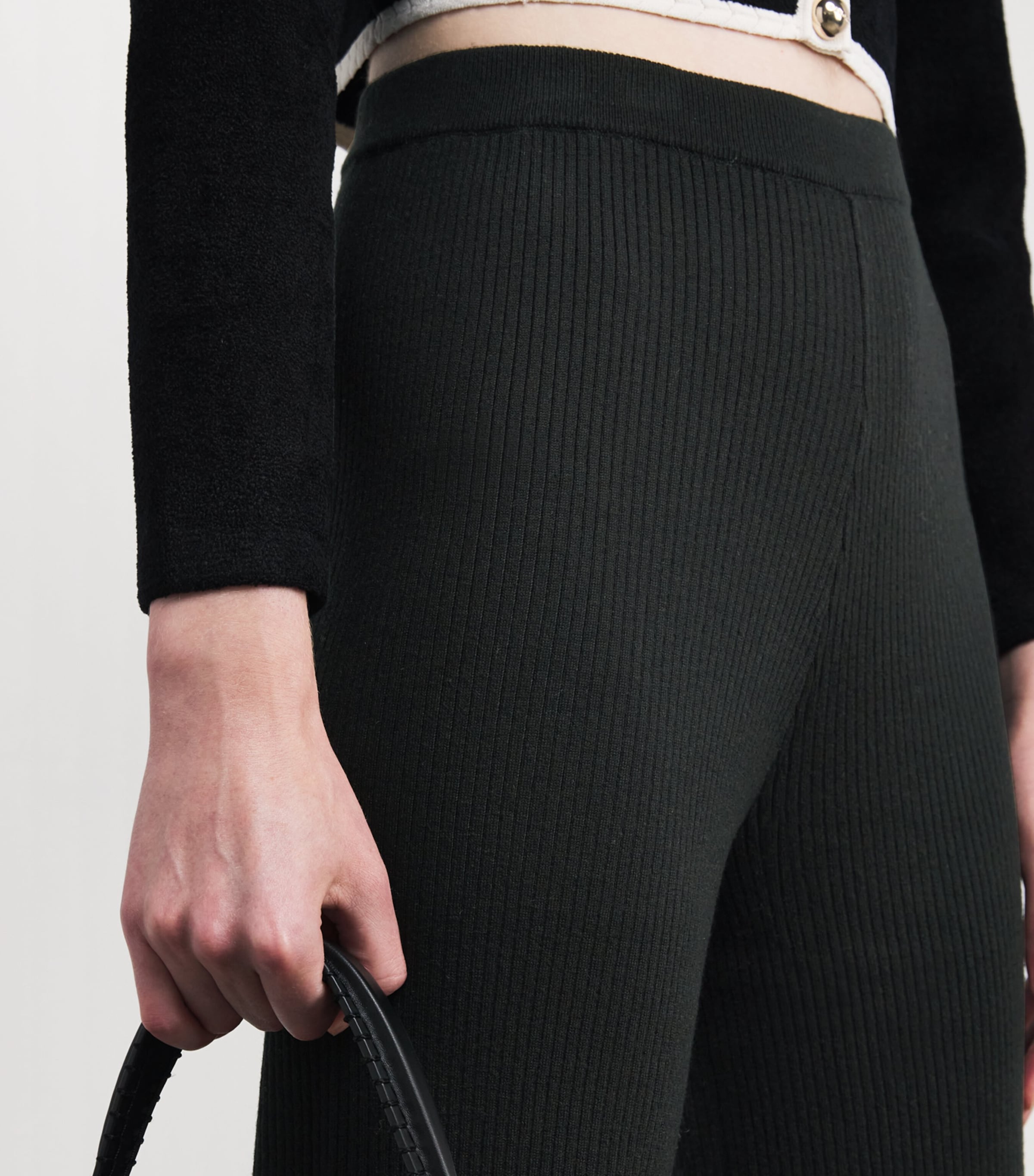 Flared Knit Trousers BLACK Image 6