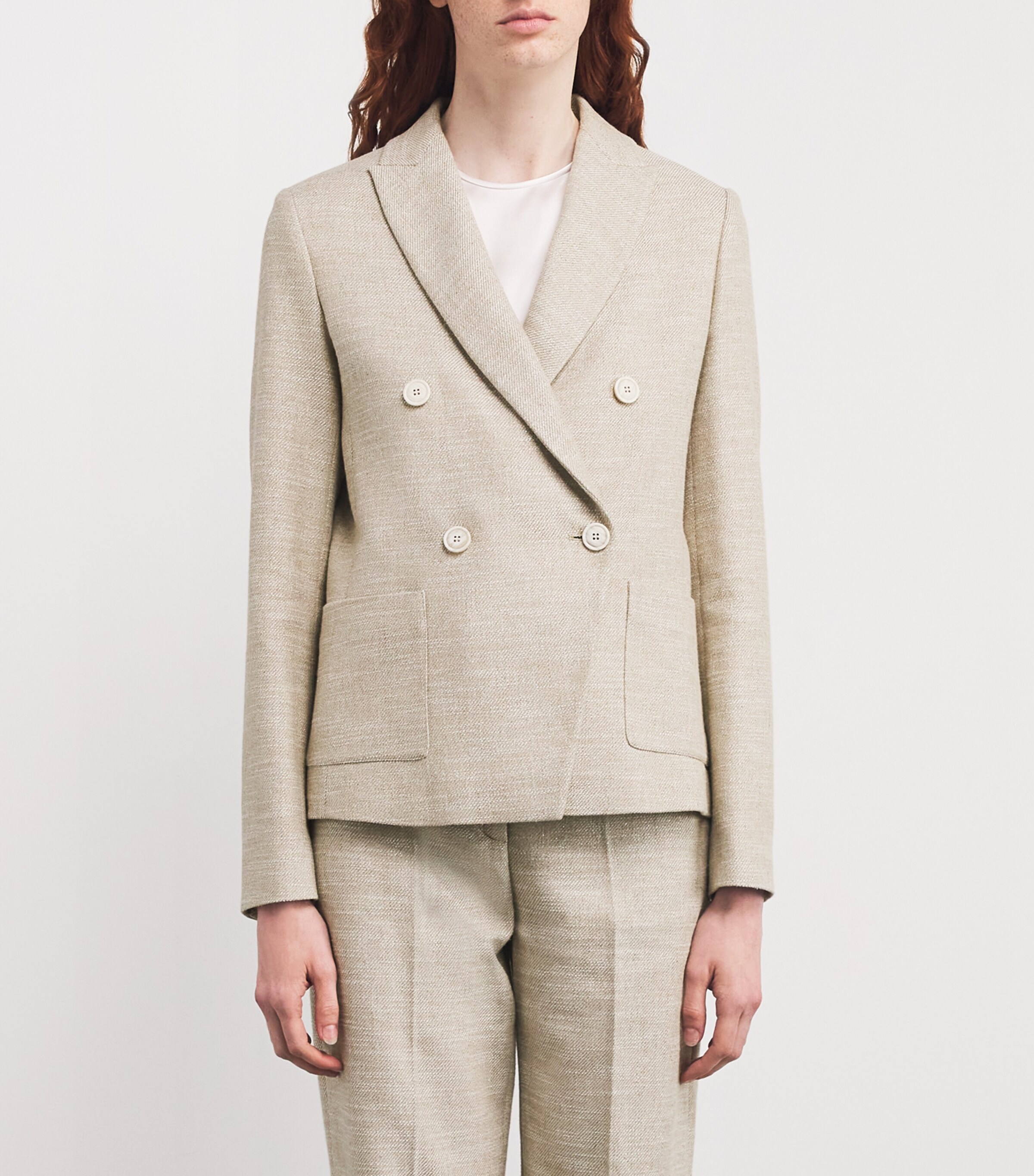 Eleventy Womens Cotton-Blend Double-Breasted Blazer Sabbia Image 3