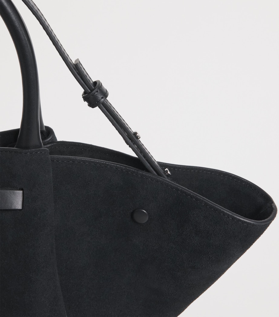 Demellier Midi Suede The New York Tote Bag Black/black W/sh Image 6