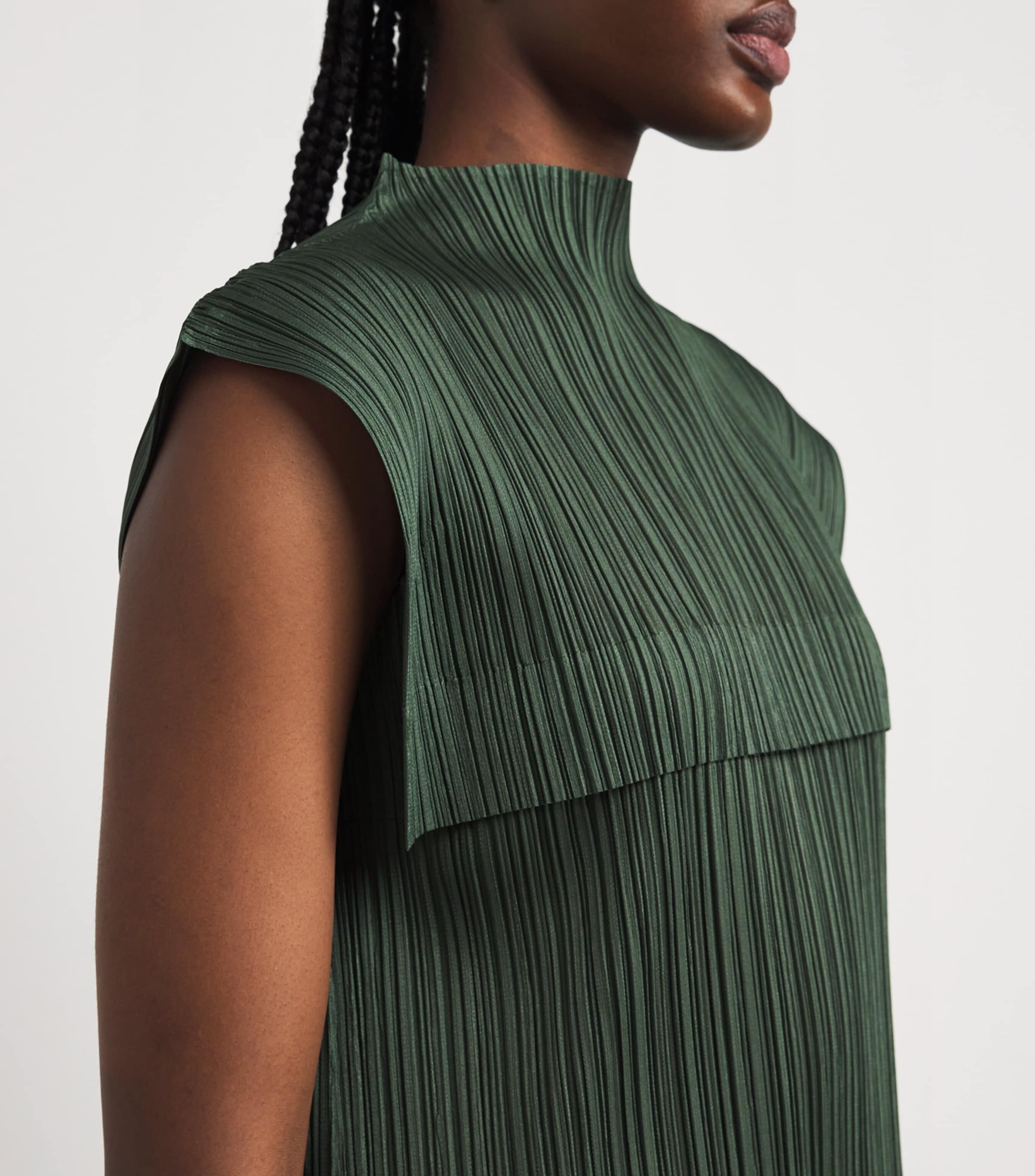 Pleats Please Issey Miyake Green Monthly Colors June Midi Dress