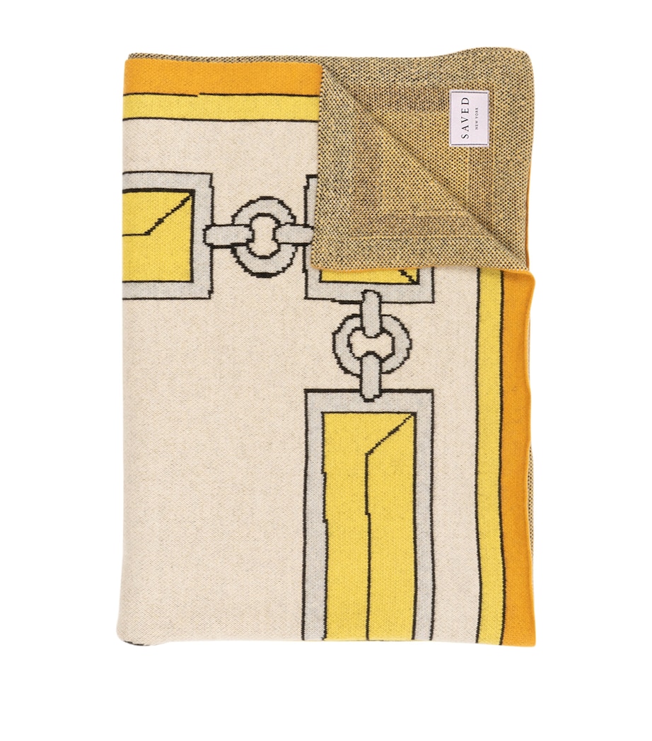 x Damien Nicolas Roux Cashmere Sunburst Throw (130cm x 180cm) YELLOW Image 2