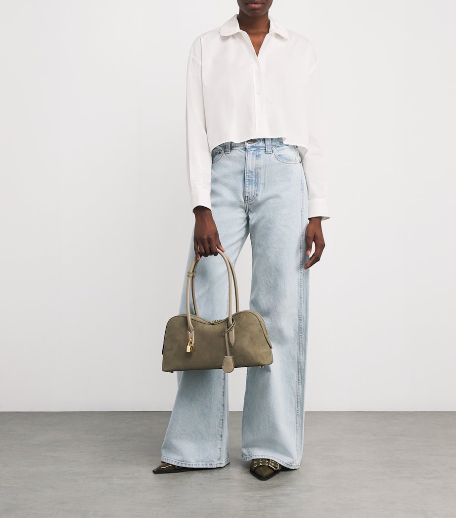 Cotton Embroidered Cropped Shirt WHITE Image 2