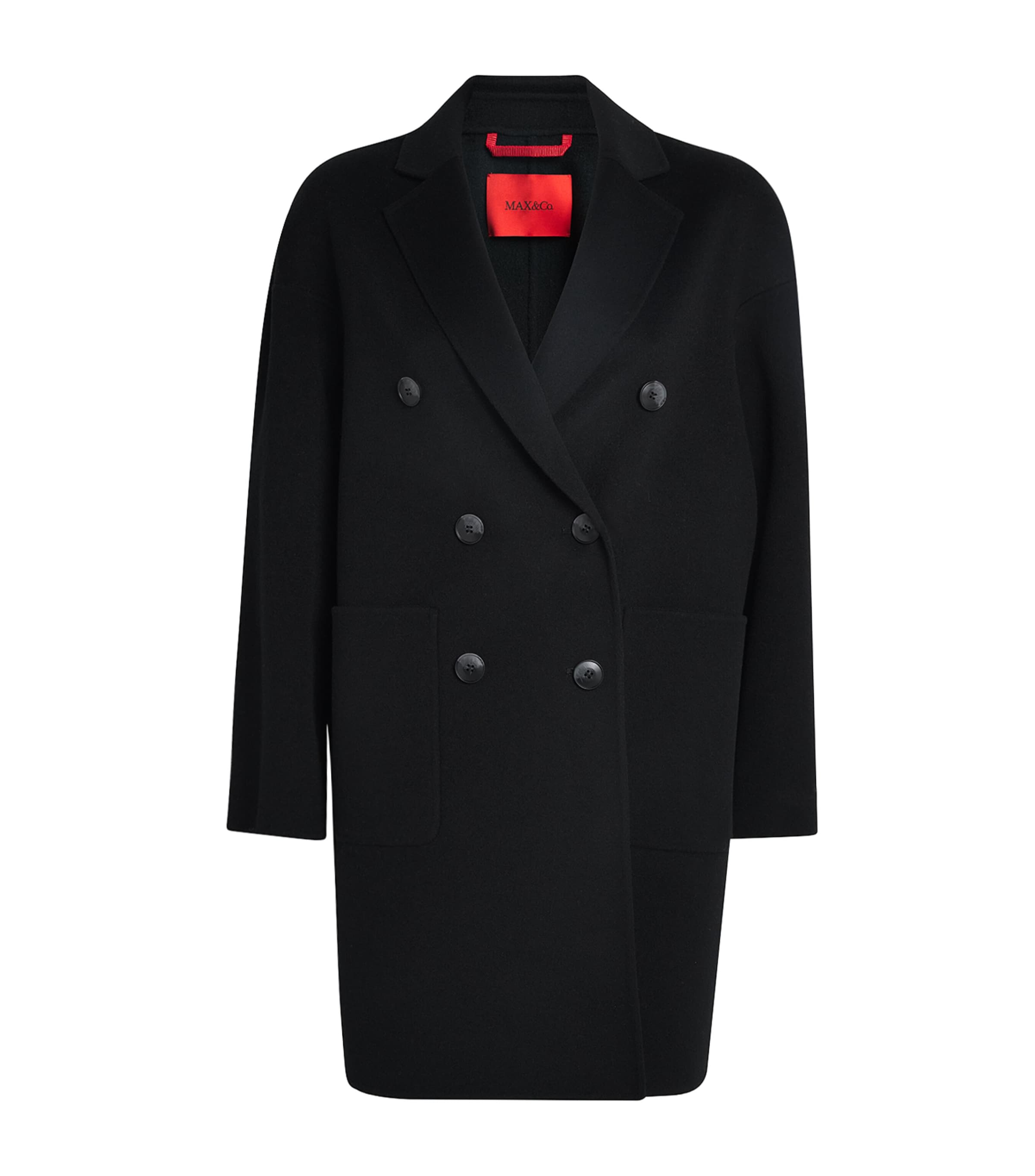 Max & Co Virgin Wool Double-breasted Coat In Black